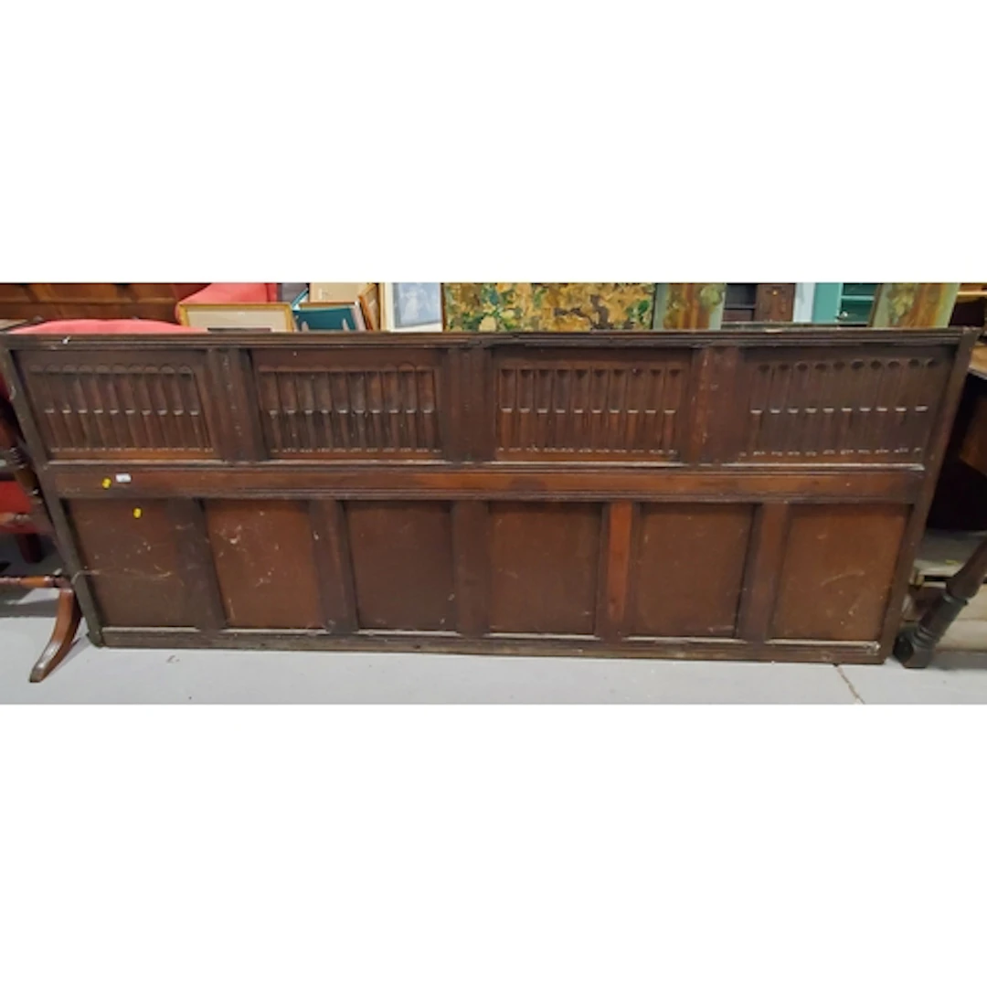 A section of 17th Century oak Panelling with nulled designs ...