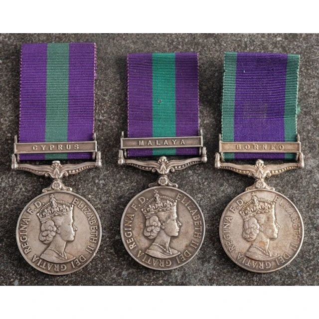 Three ERII General Service Medals. '23358244 Cfn VA E Plume...