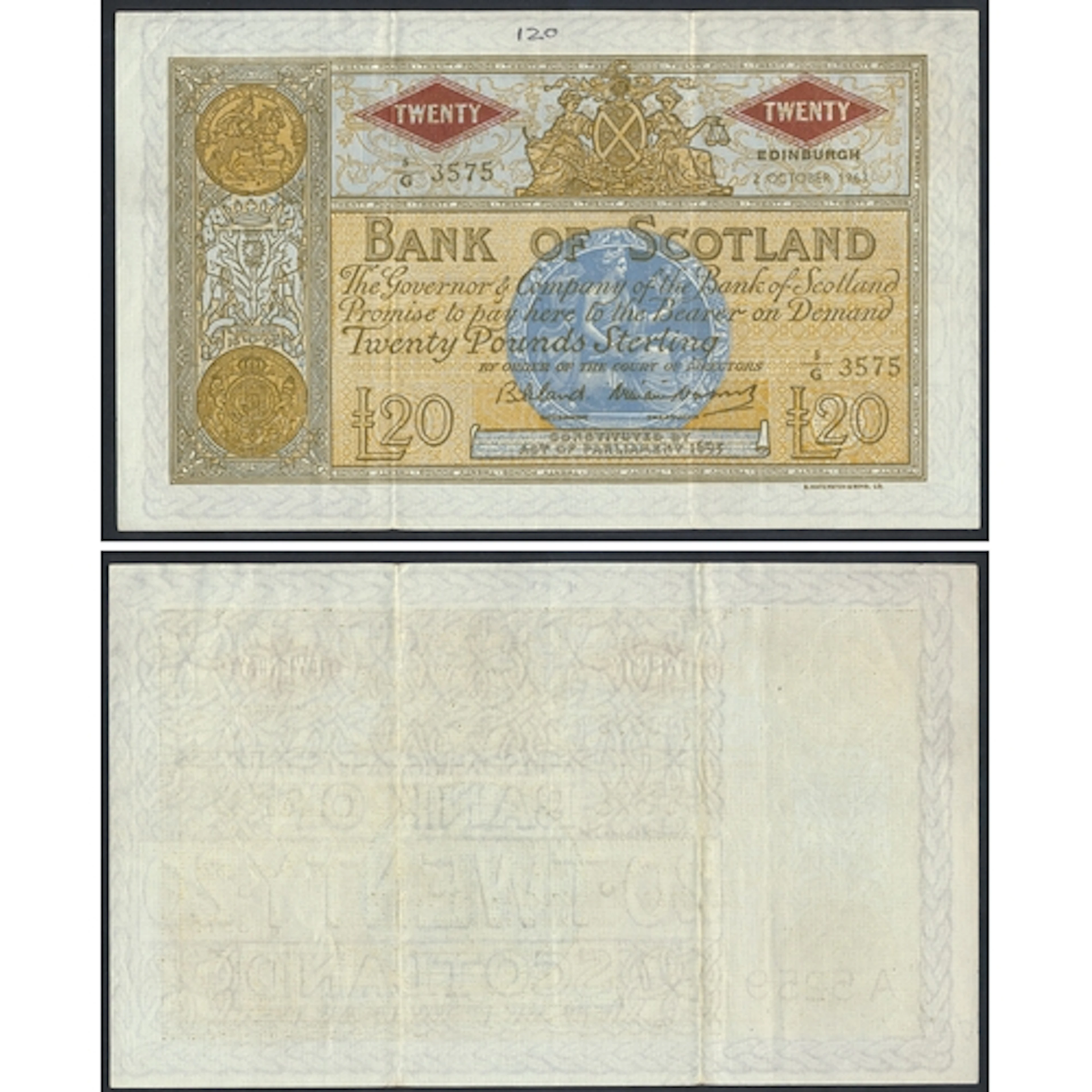 2 x Scotland. Pair of Bank of Scotland notes, both good very fin...