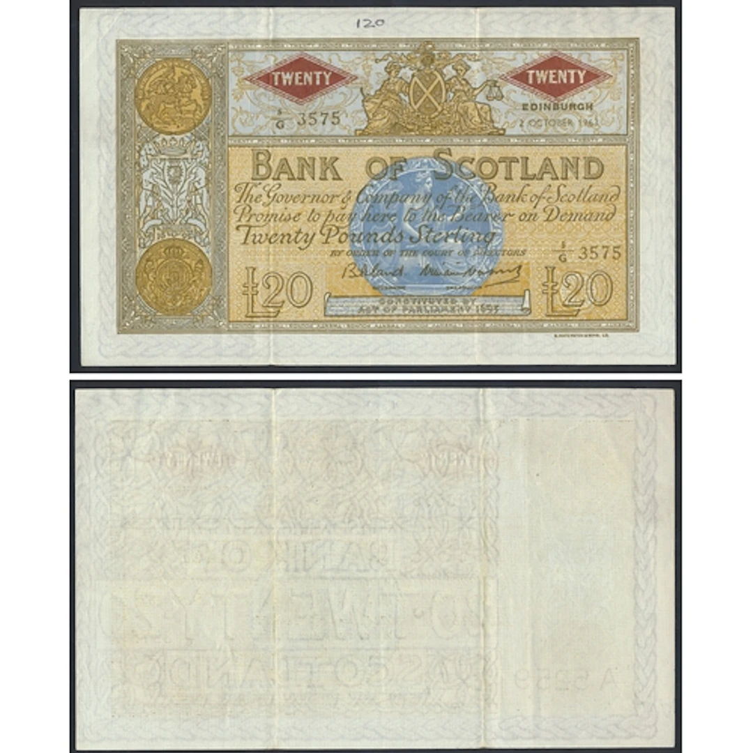 2 x Scotland. Pair of Bank of Scotland notes, both good very fin...