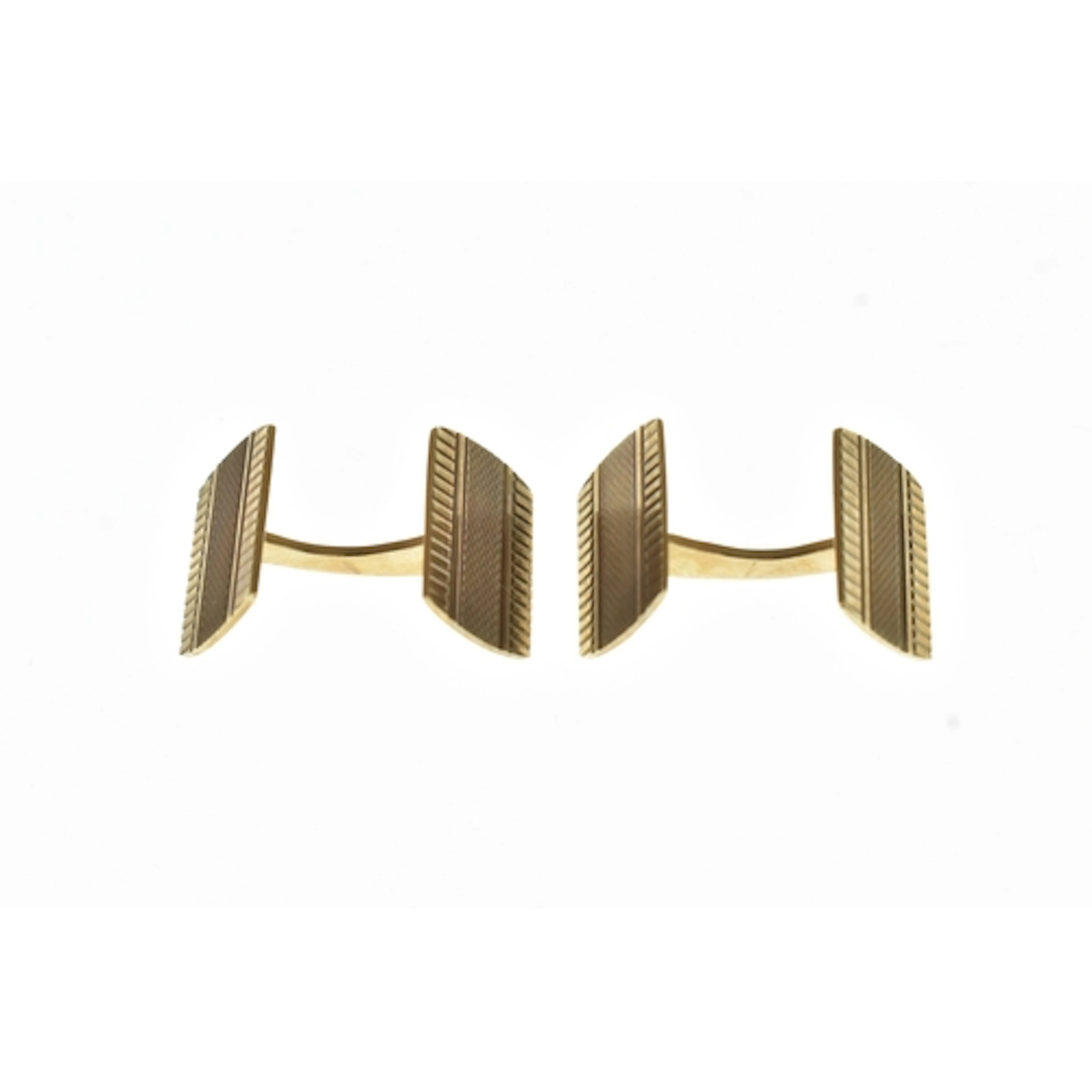 A pair of 9ct gold cufflinks, of rectangular form with engin...