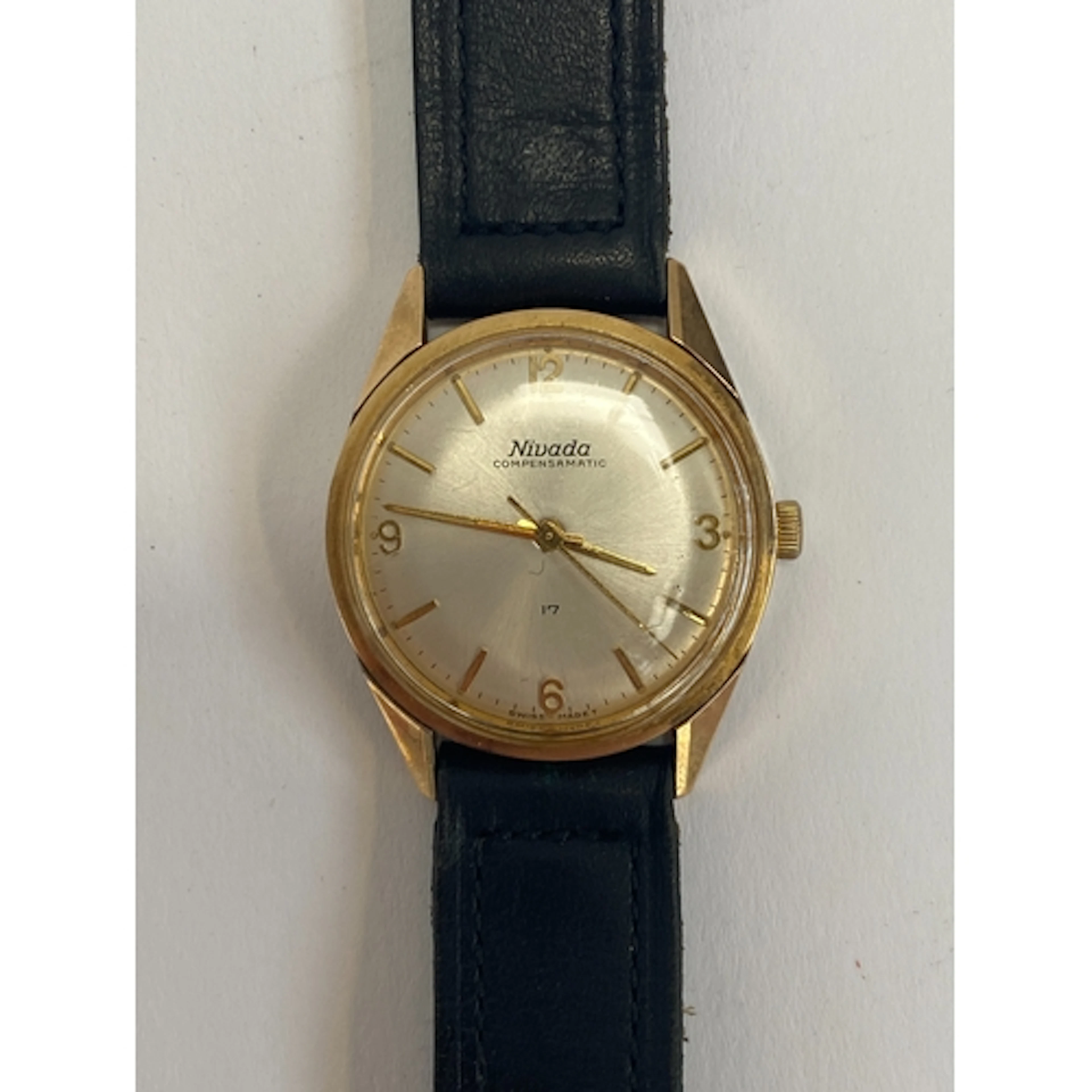 A gents Nivada Compensamatic 17 jewels Swiss made watch, gol...