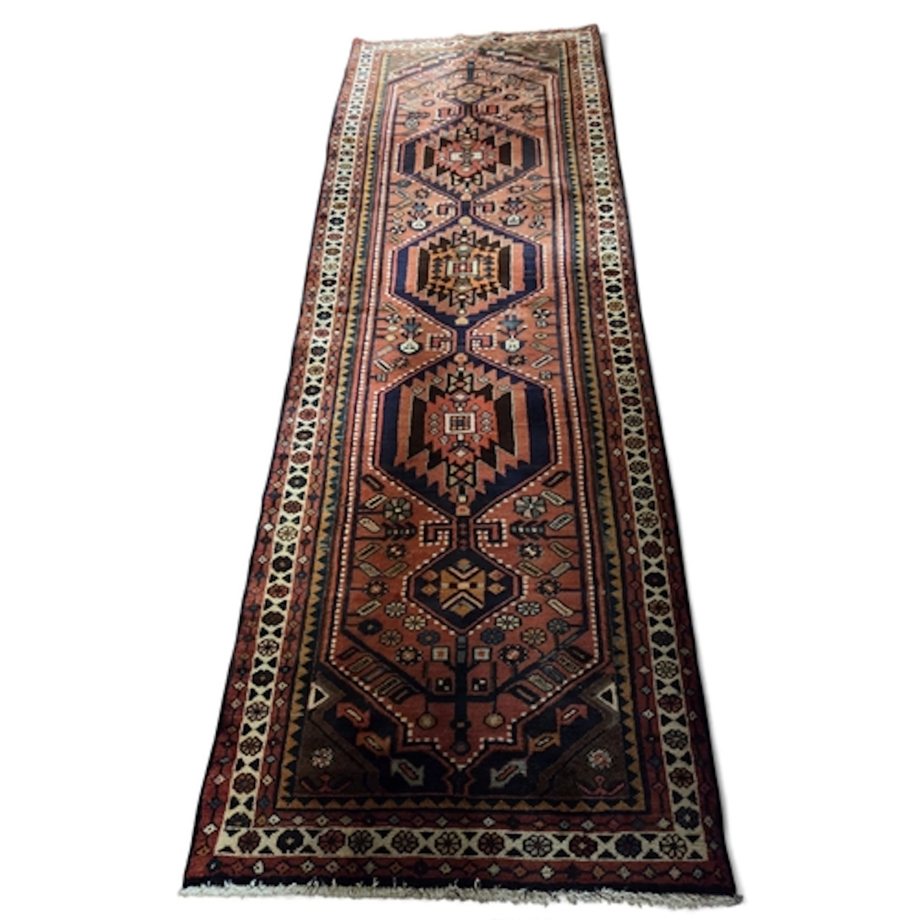 A hand-woven Persian Heriz runner, woven with a full wool pi...