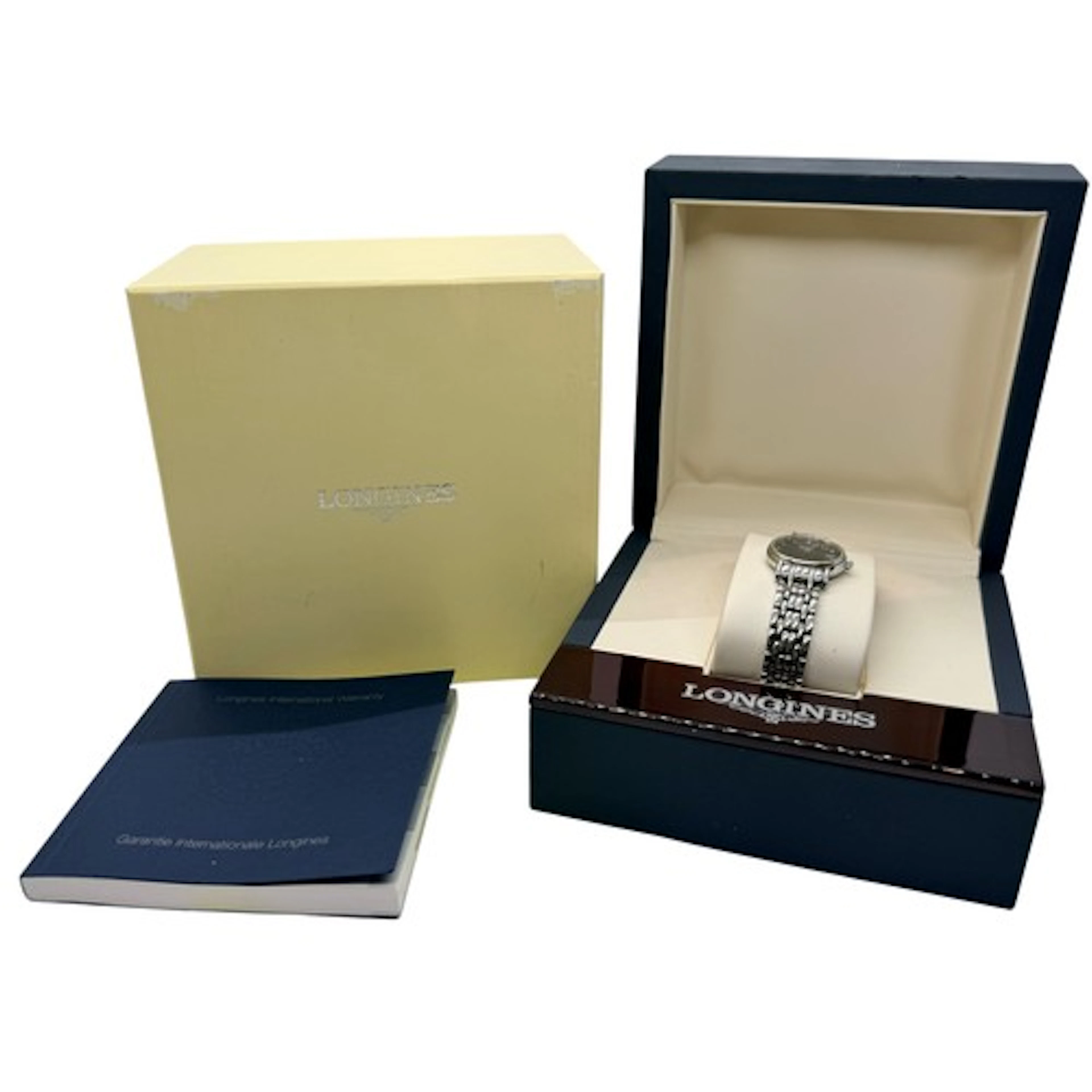 Longines. A ladies stainless steel wristwatch, the black sig...