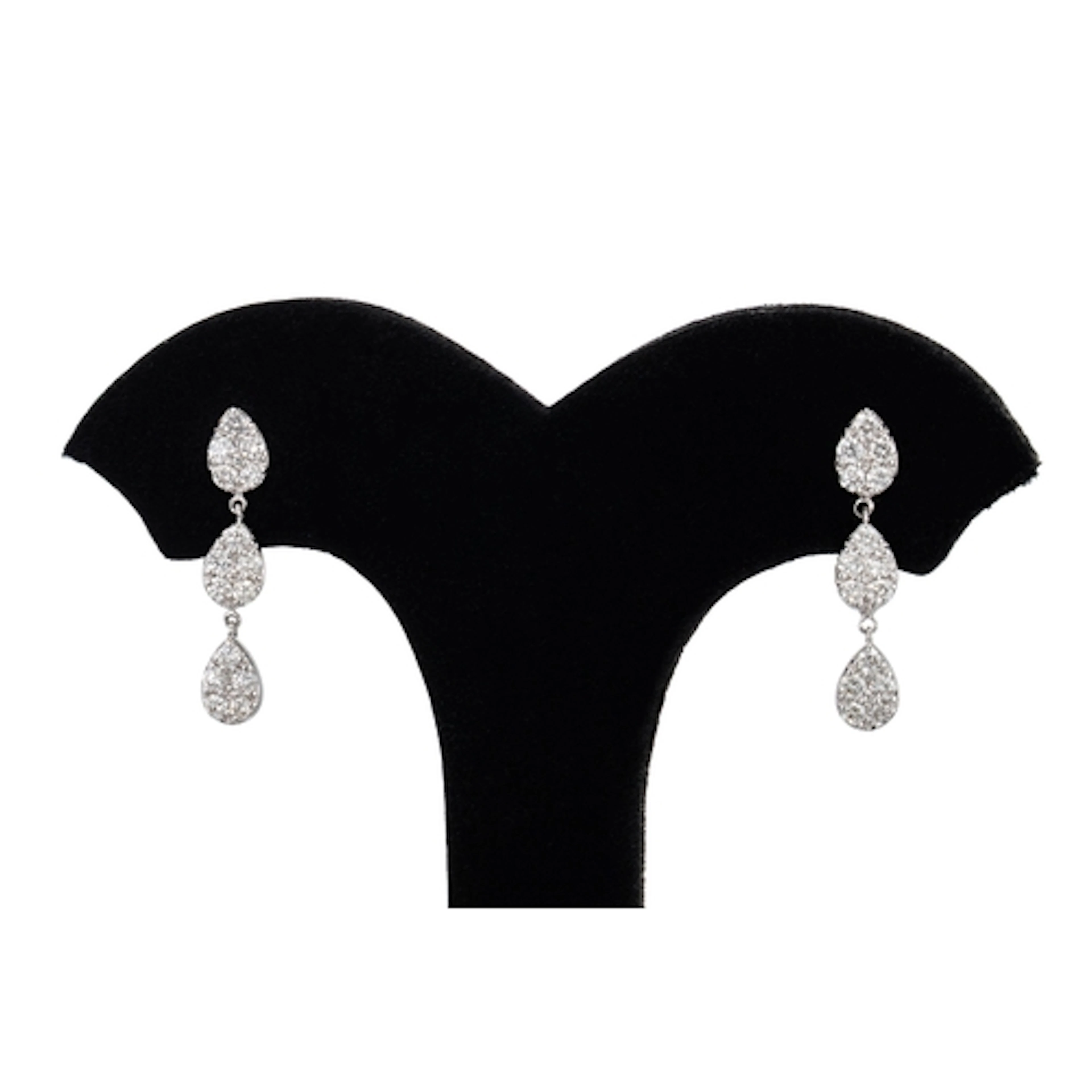 A PAIR OF DIAMOND TEARDROP CLUSTER EARRINGS, the triple tear...