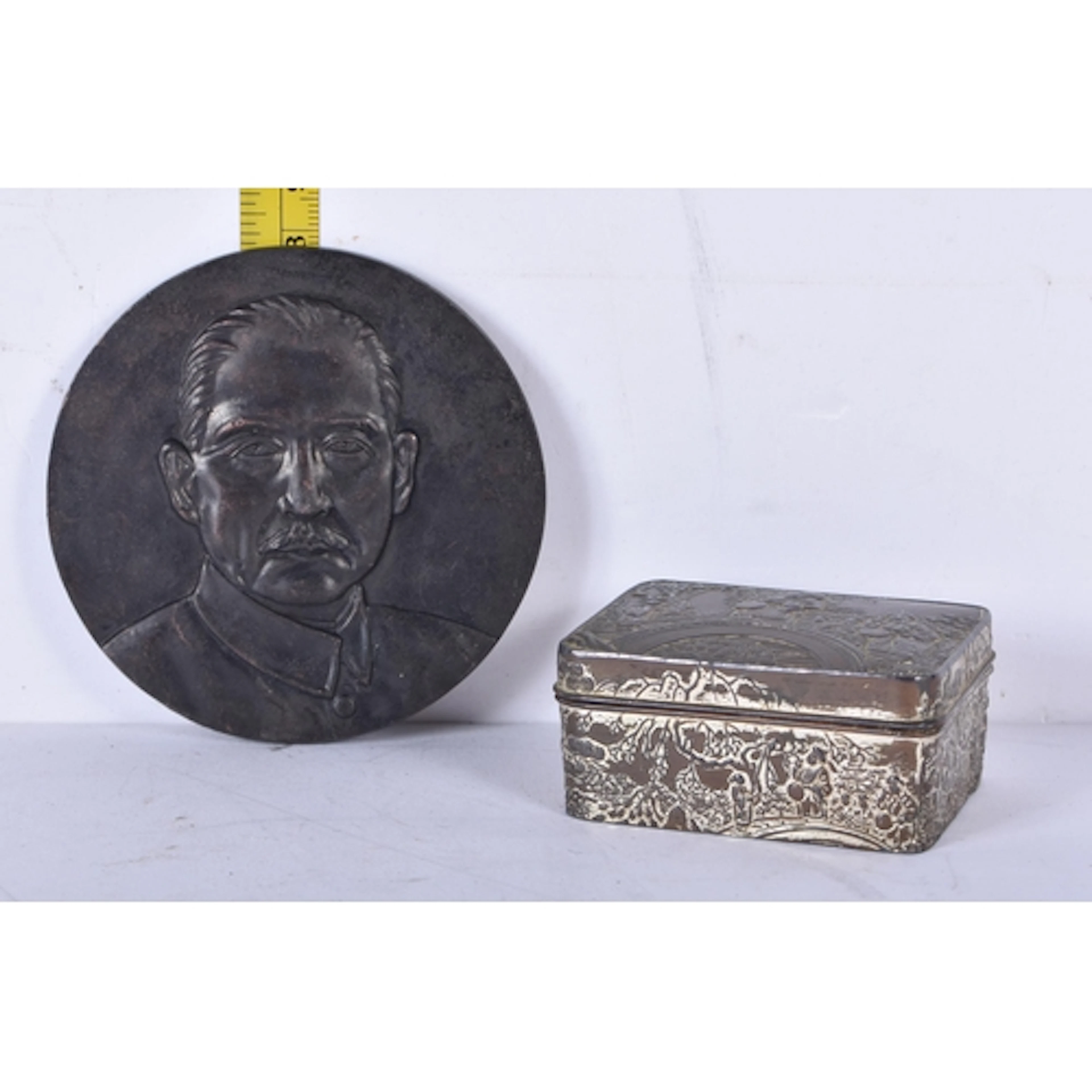 A Chinese bronze commemorative Sun Yat Sen medal together wi...