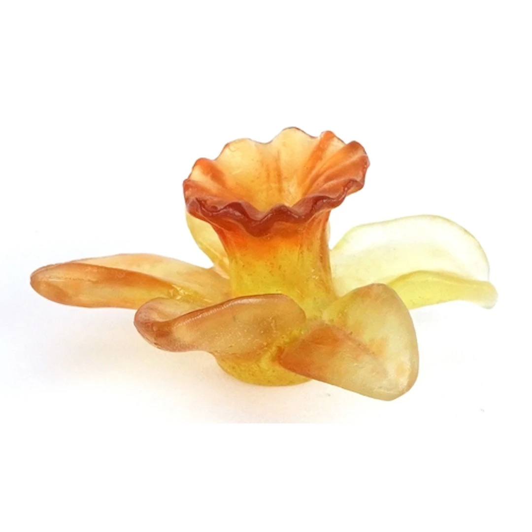 Daum - French frosted glass daffodil, signed to the base, 4c...