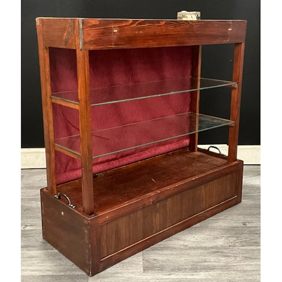 A contemporary original collapsible display cabinet, two gla...