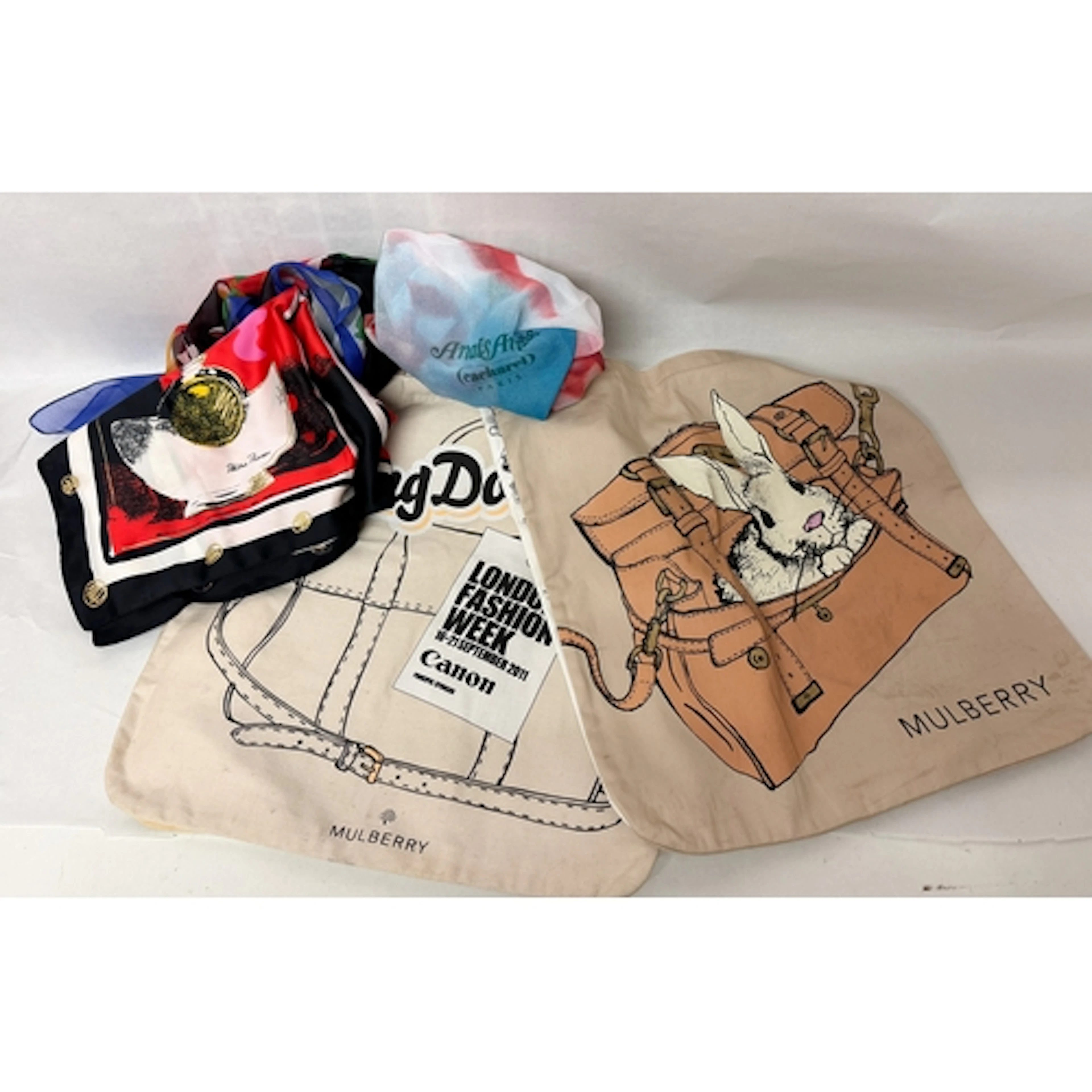 Four Mulberry London Fashion Week canvas bags together with ...