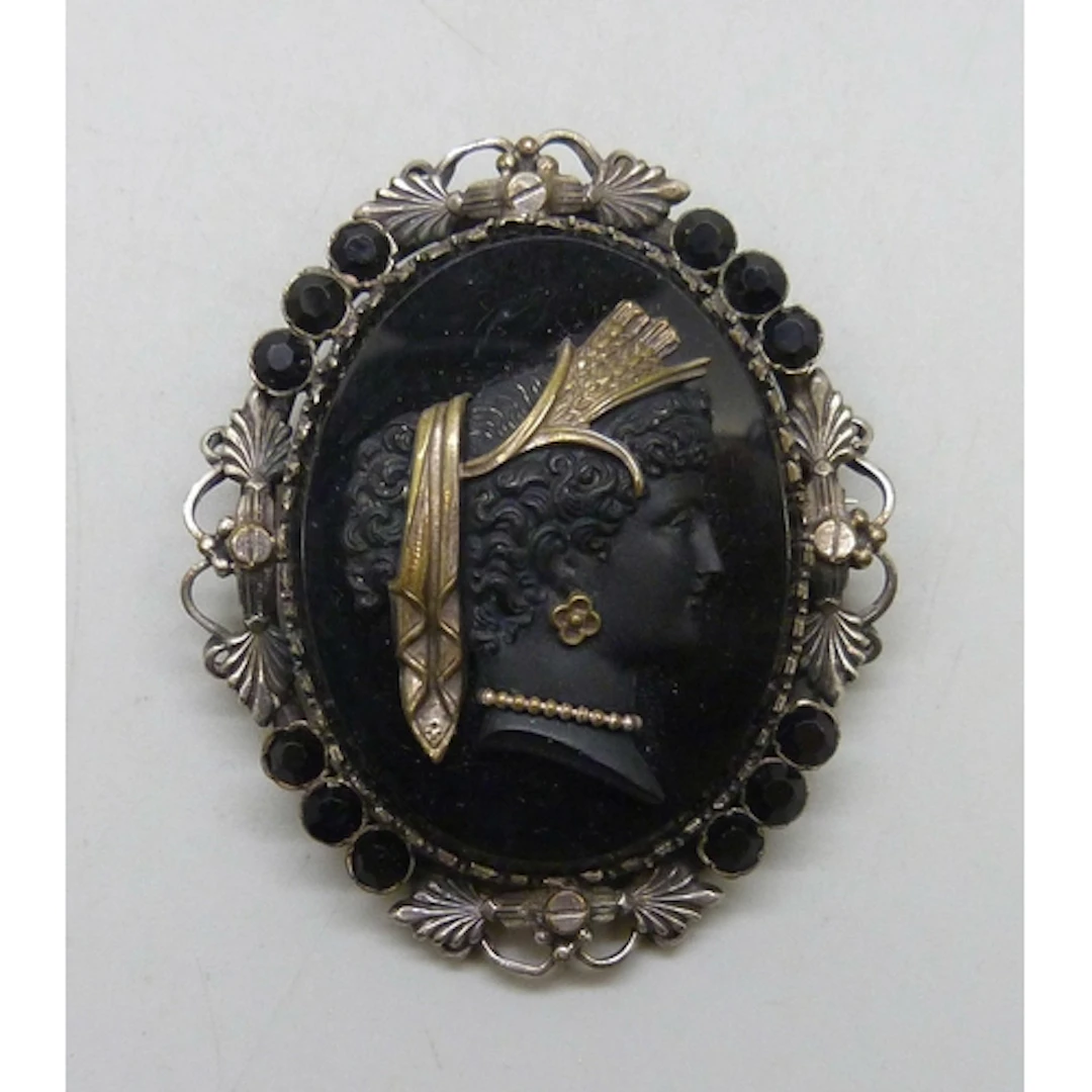 An early 20th century white metal cameo brooch, clasp area r...