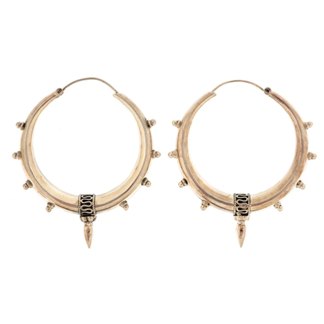 Large pair of Middle Eastern style Gypsy hoop earrings marke...