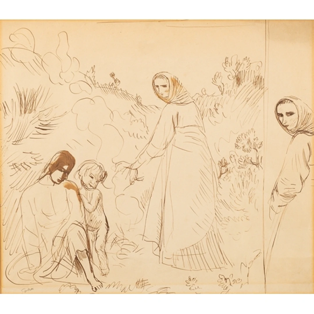 * Augustus John (British, 1878-1961) - Sketch study of figur...
