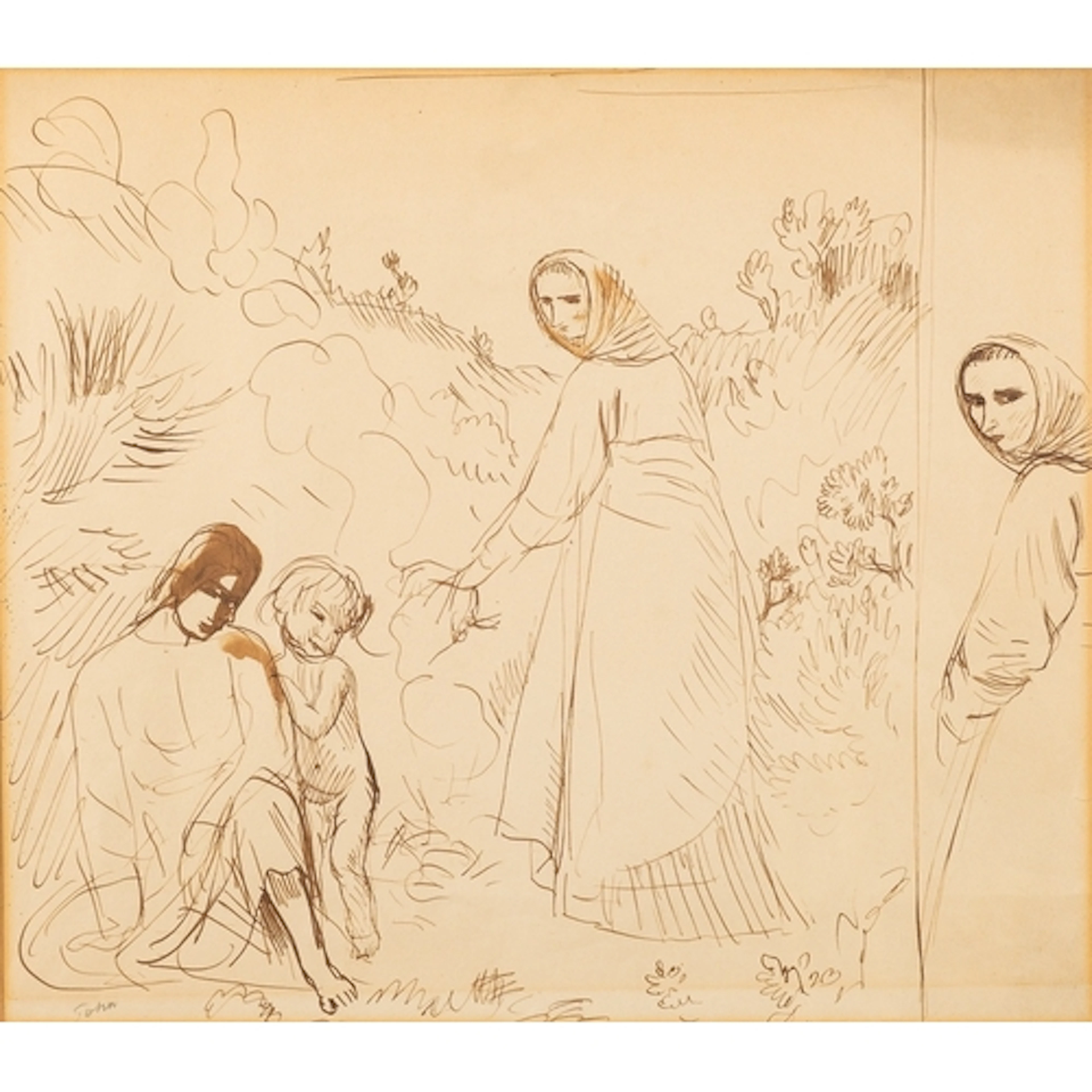 * Augustus John (British, 1878-1961) - Sketch study of figur...