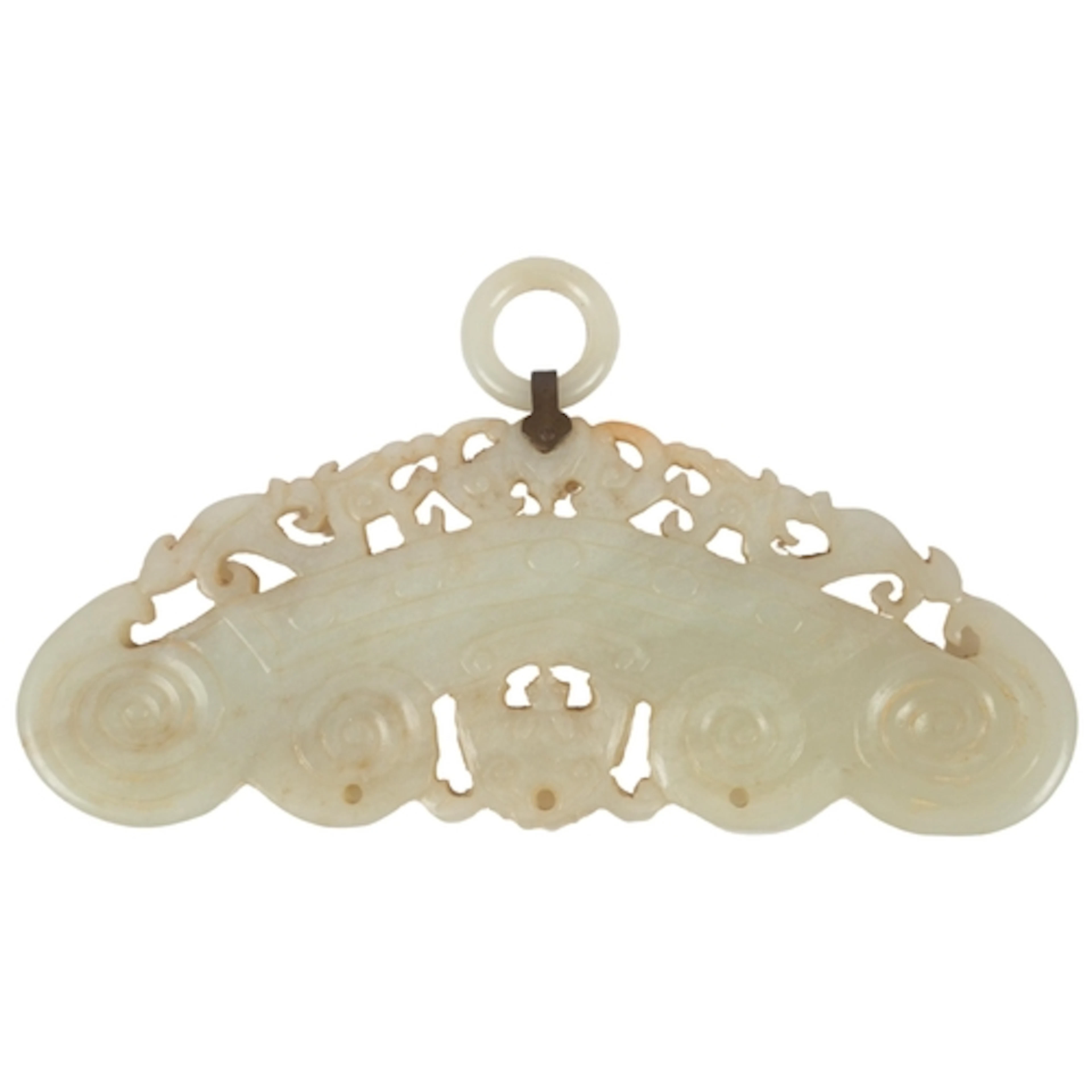 A Chinese pale celadon jade hanging pendant, 19th century, c...