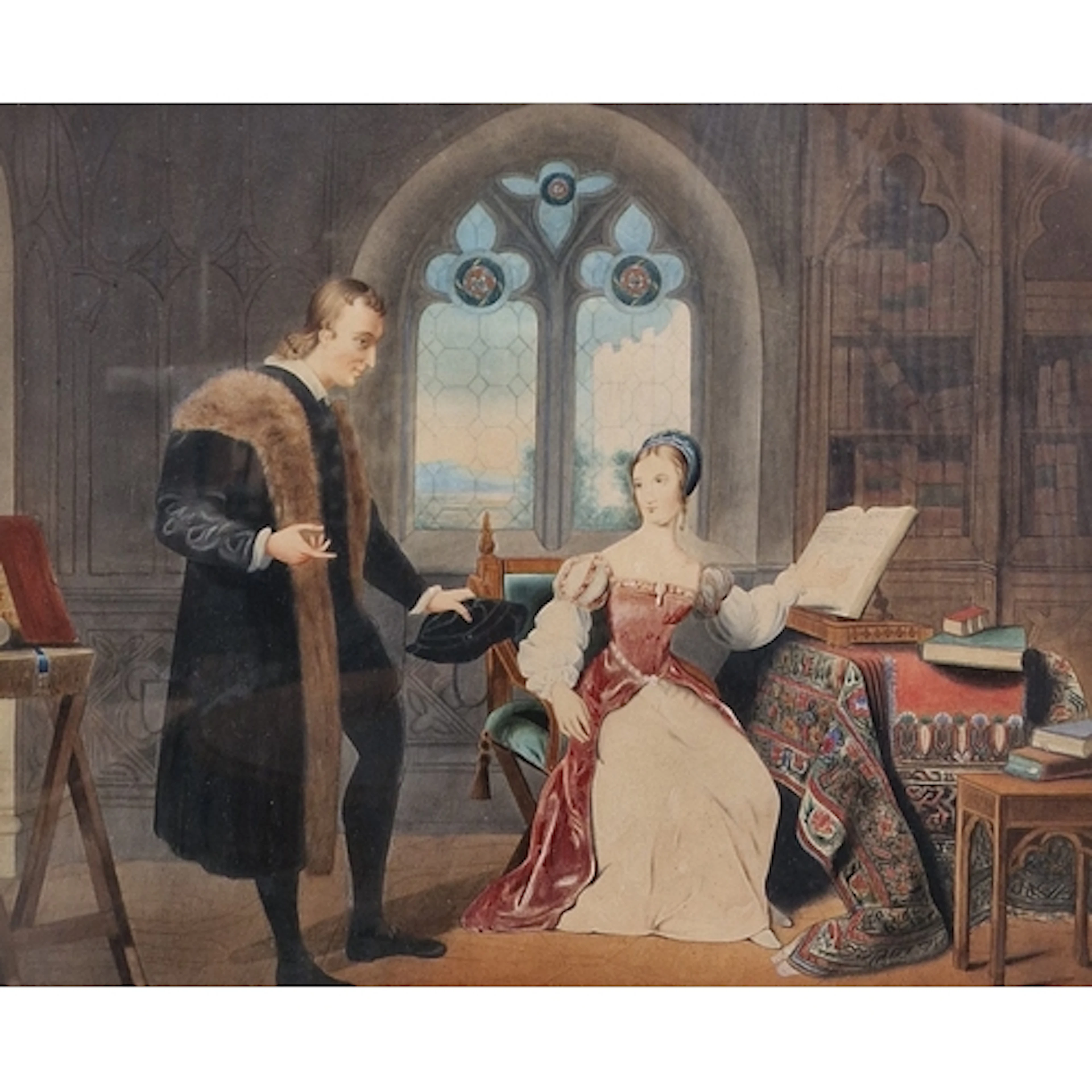 CIRCLE OF ALFRED E. CHALON. Figures in an Interior, said to ...