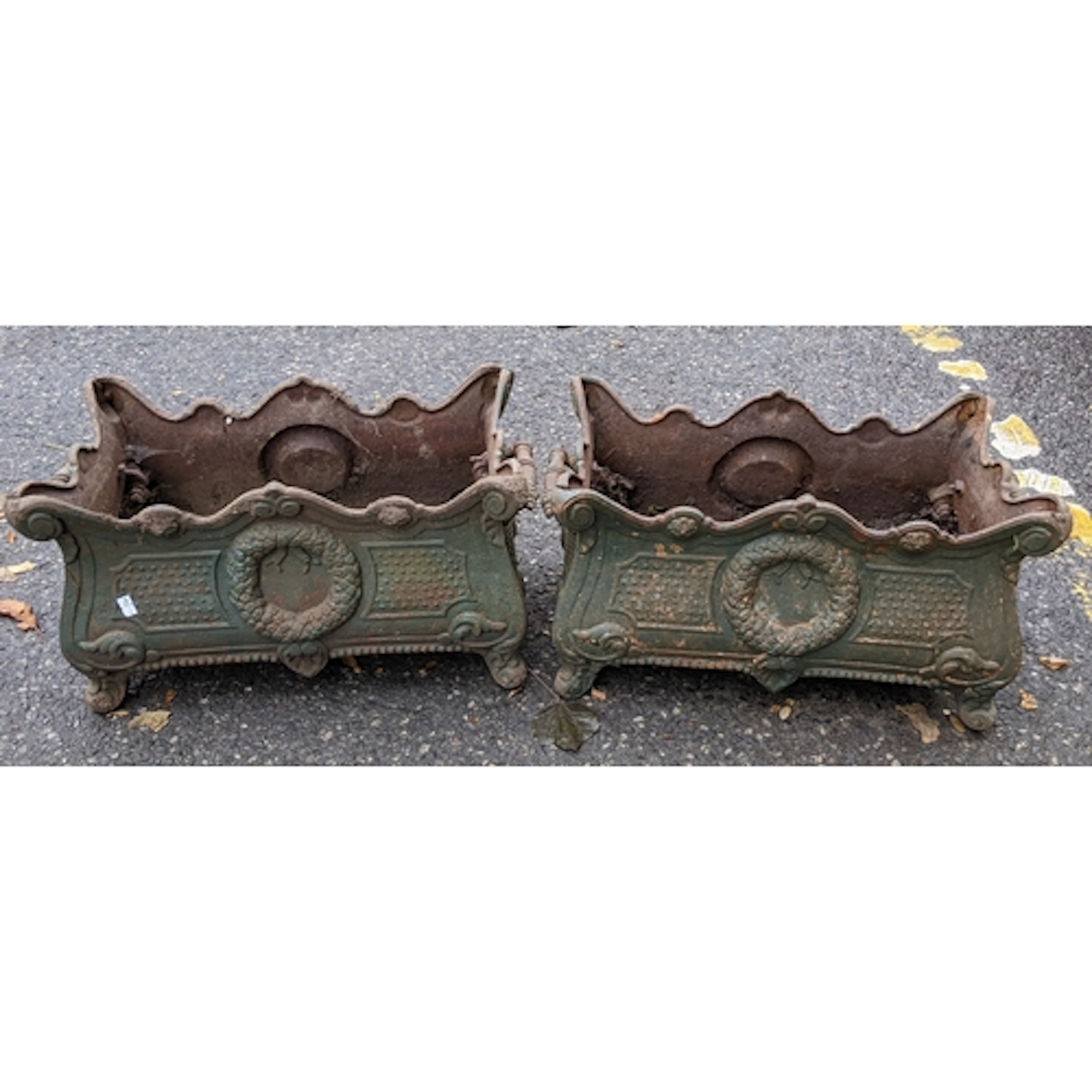 A pair of late 19th/early 20th century French cast iron plan...