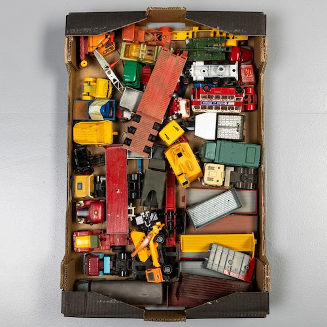 Fruit tray containing mixed playworn diecast by various manu...