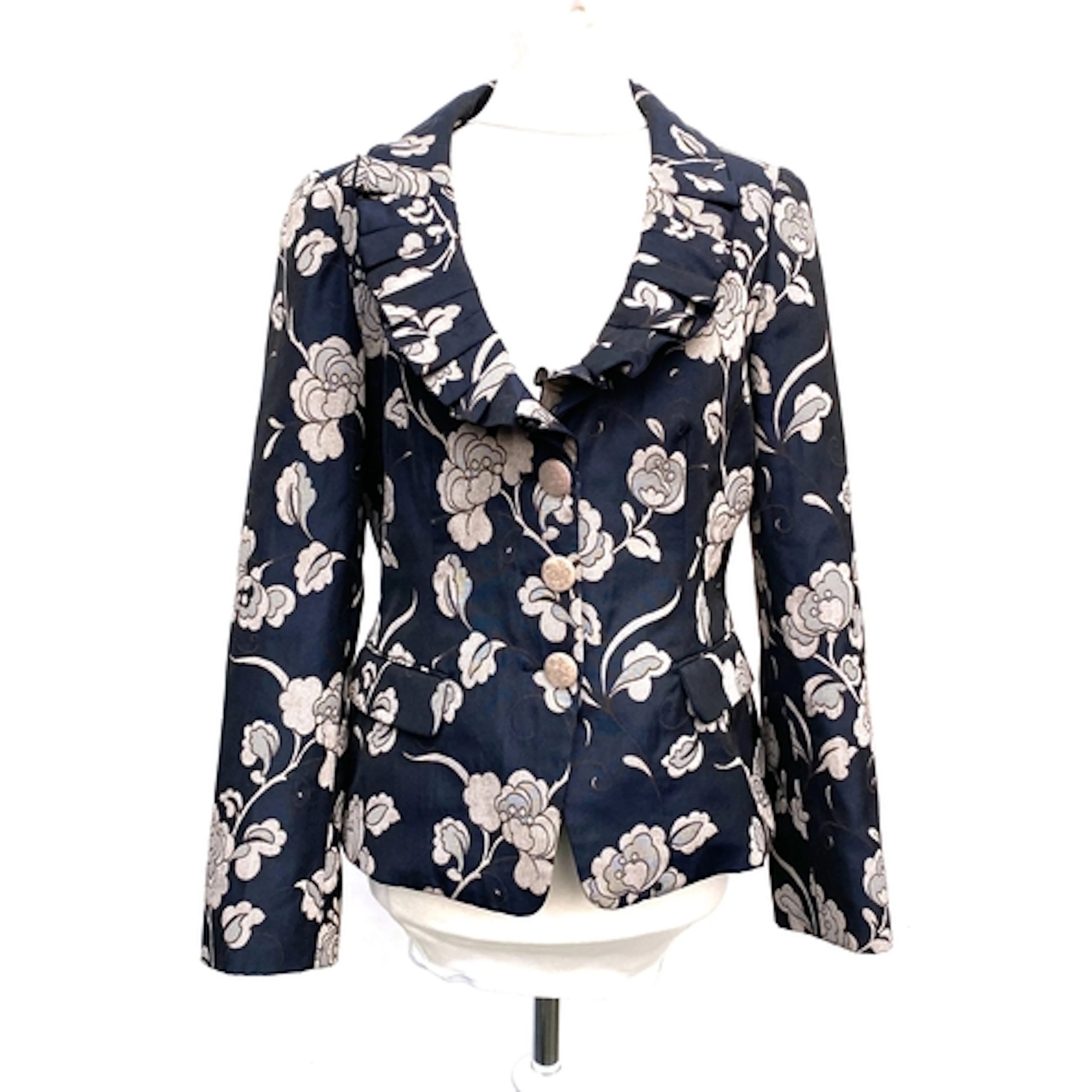 An Armani Collezioni jacket in a floral pattern with ruffled...