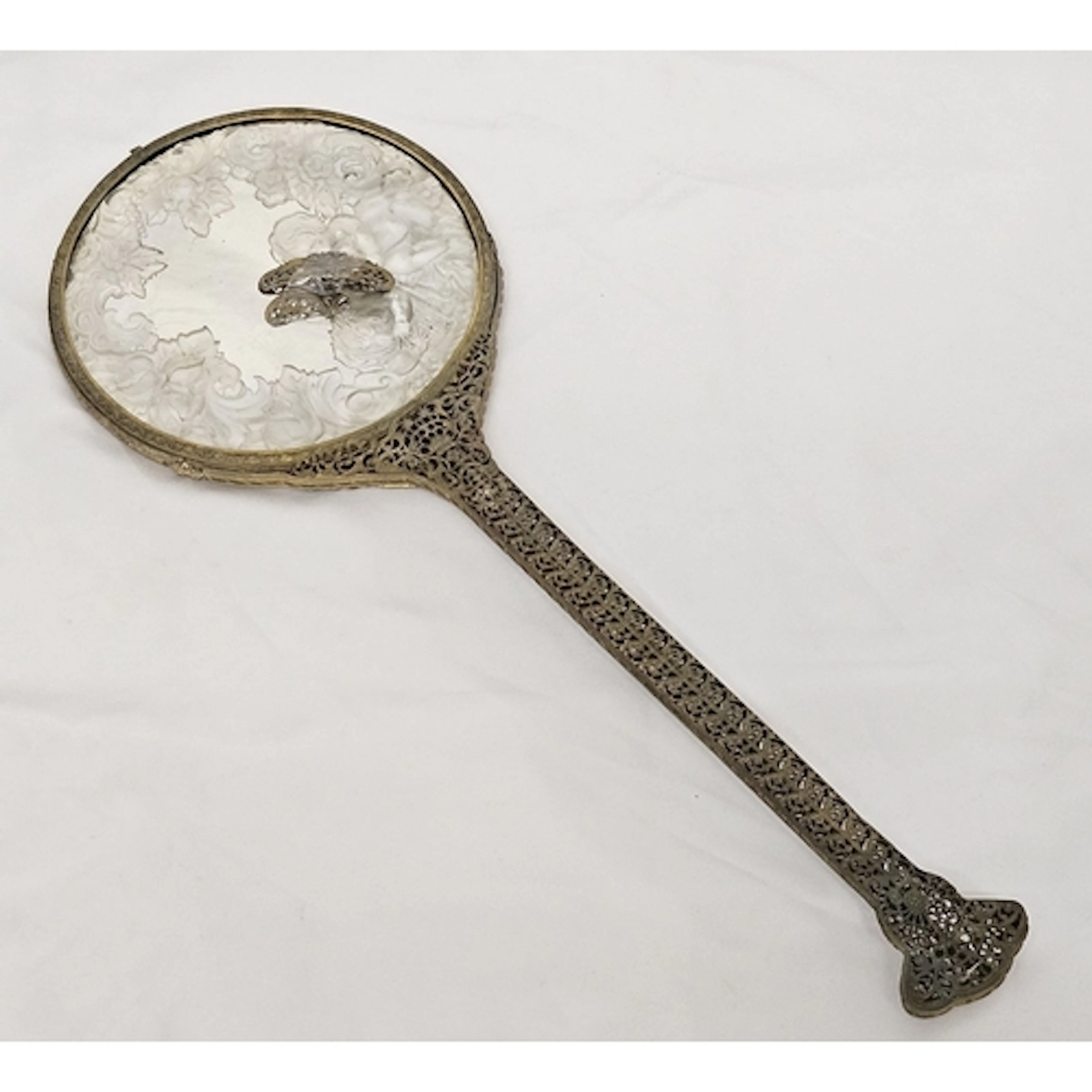 Large Ornate Double Sided Looking Glass, 1 side with decorat...