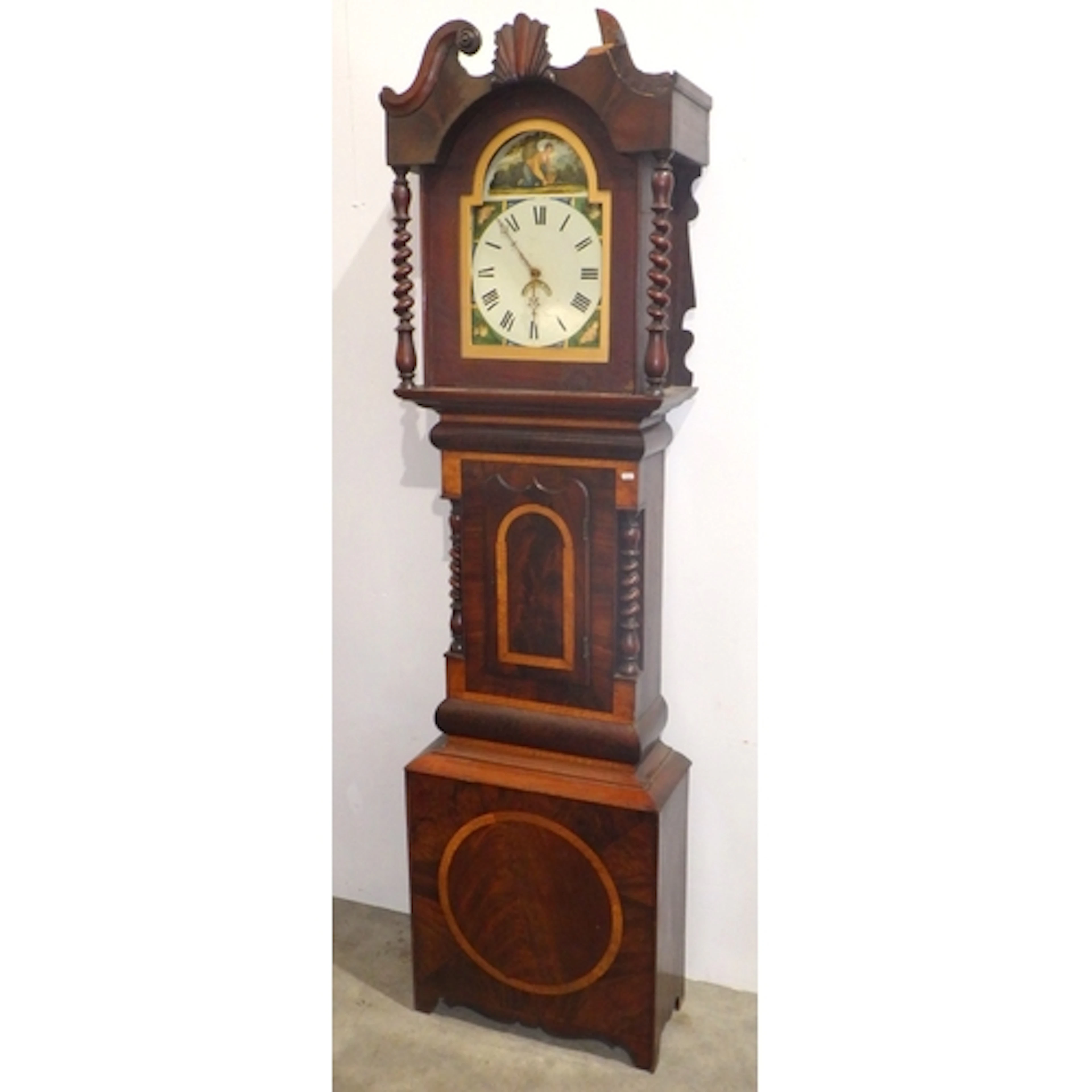 A mahogany longcase clock a/f, missing weights