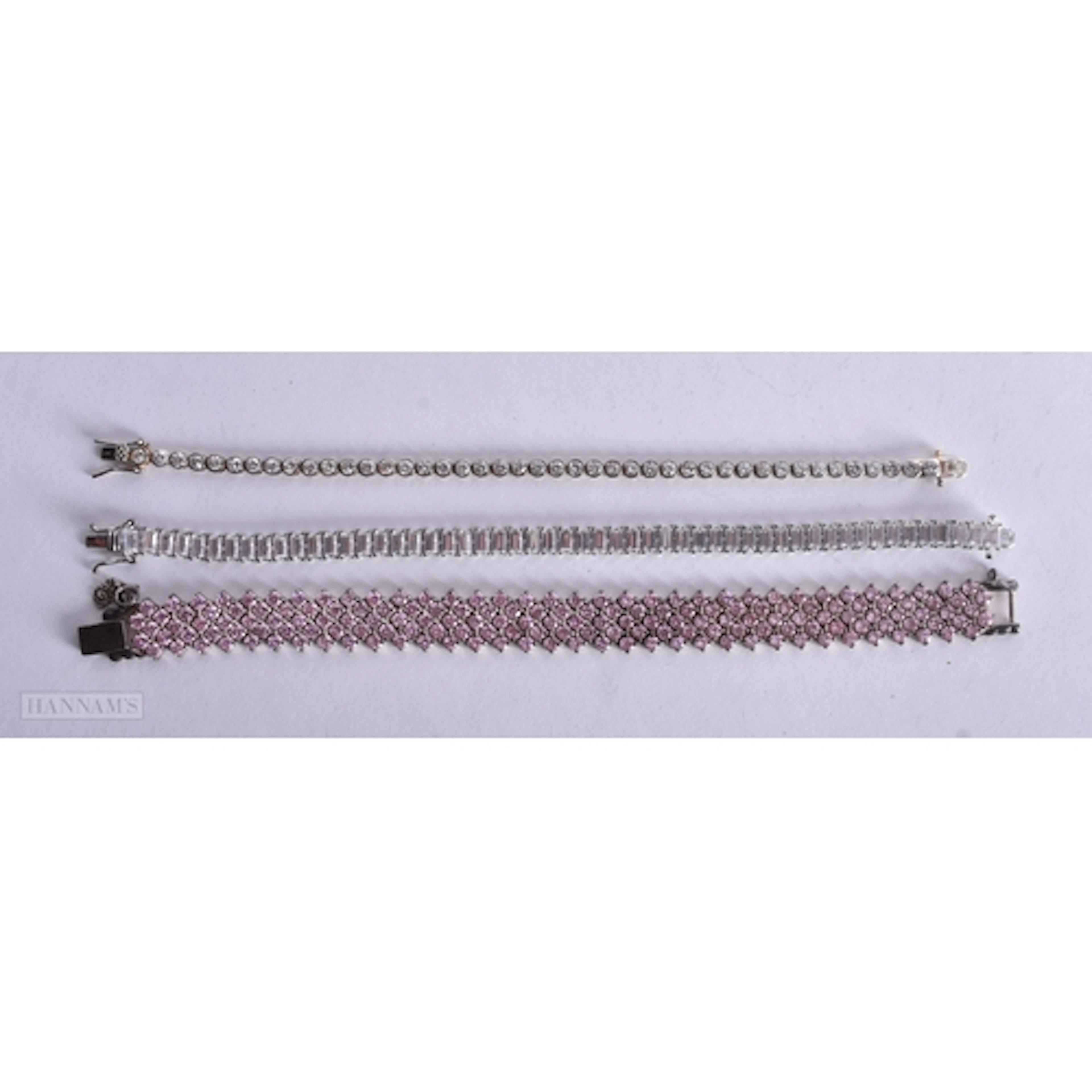 Collection of Sterling Silver Cubic Zirconia Tennis Bracelet...