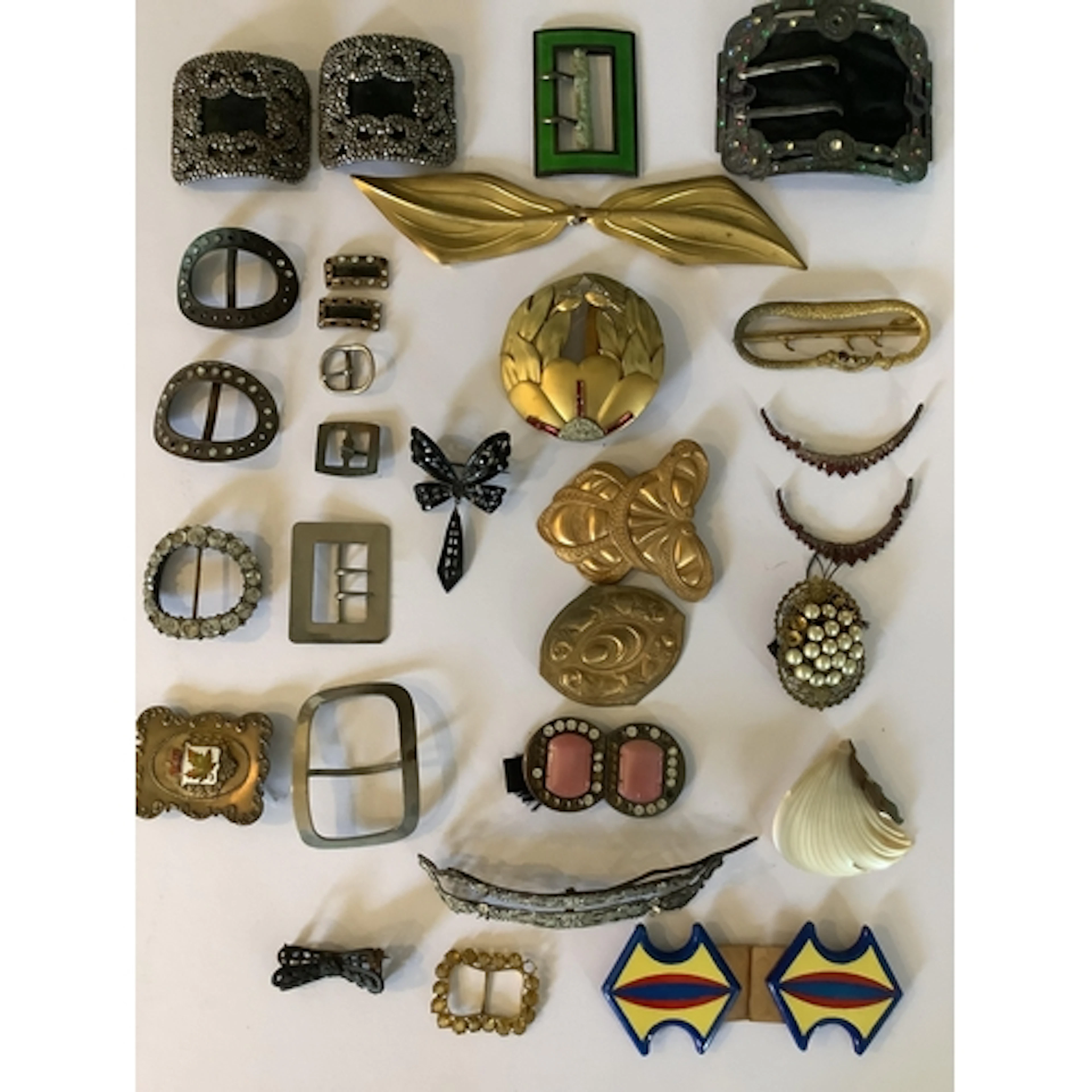 A collection of 19th and 20th century decorative belt and sh...
