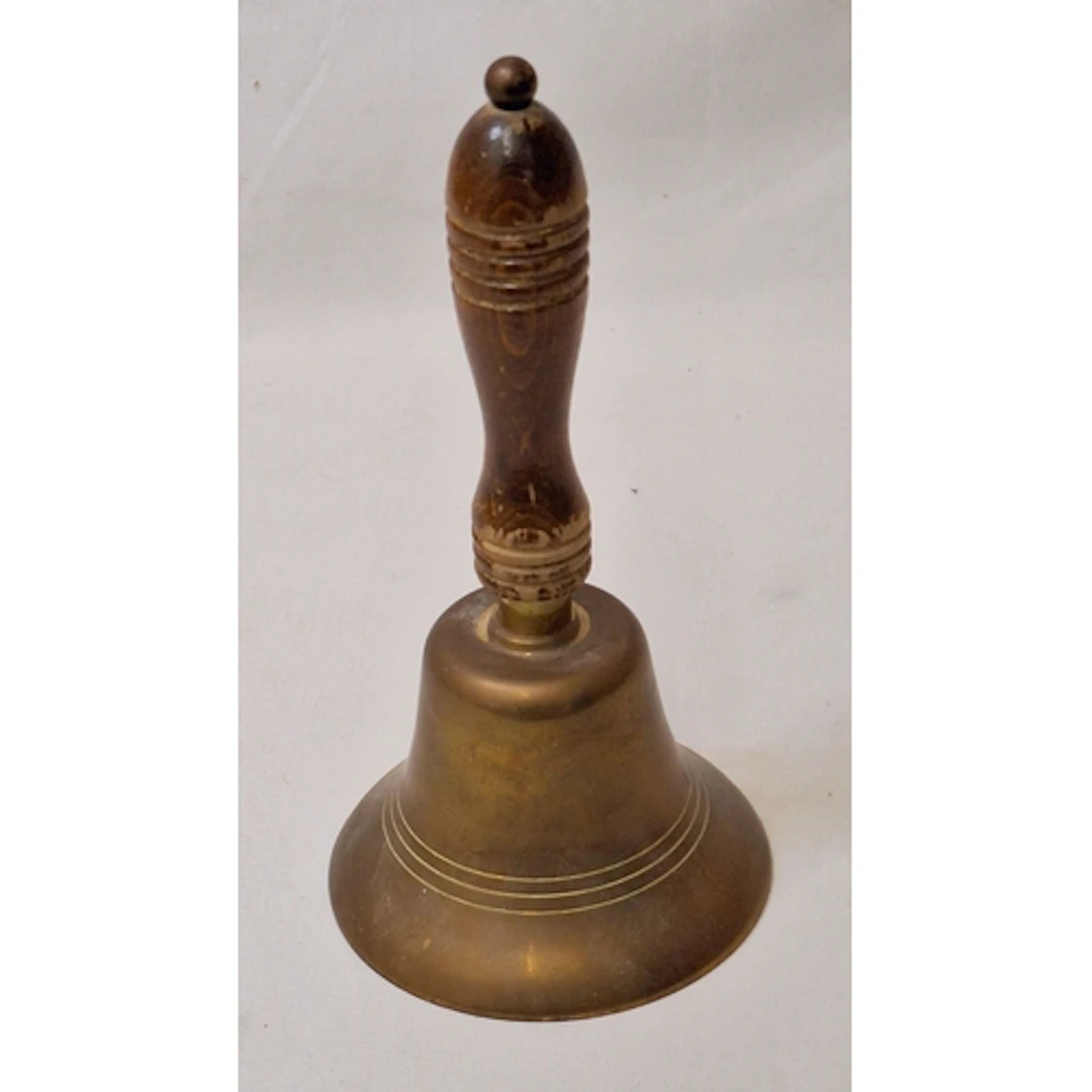 Vintage Wood & Brass Handled Hand bell approx. 24cm H