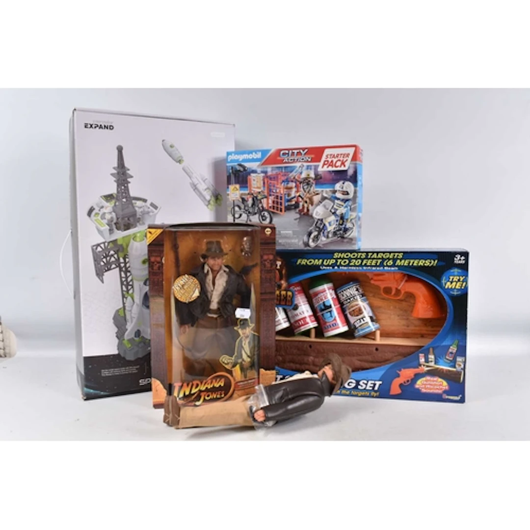 A SELECTION OF BOXED INDIANA JONES AND SPACE THEMED ACTION F...