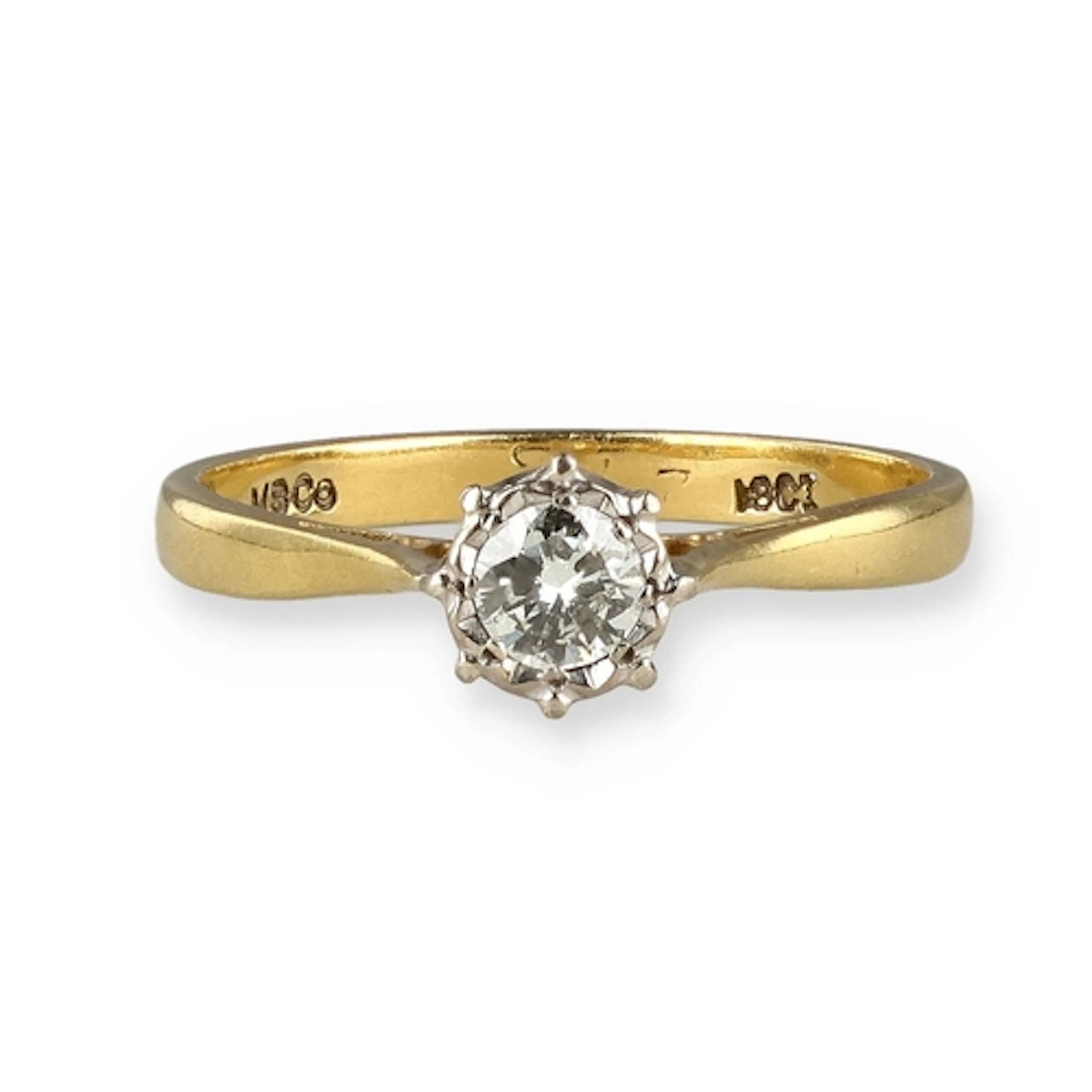 AN 18 CARAT GOLD SOLITAIRE DIAMOND RING Weight: 2.6gms...