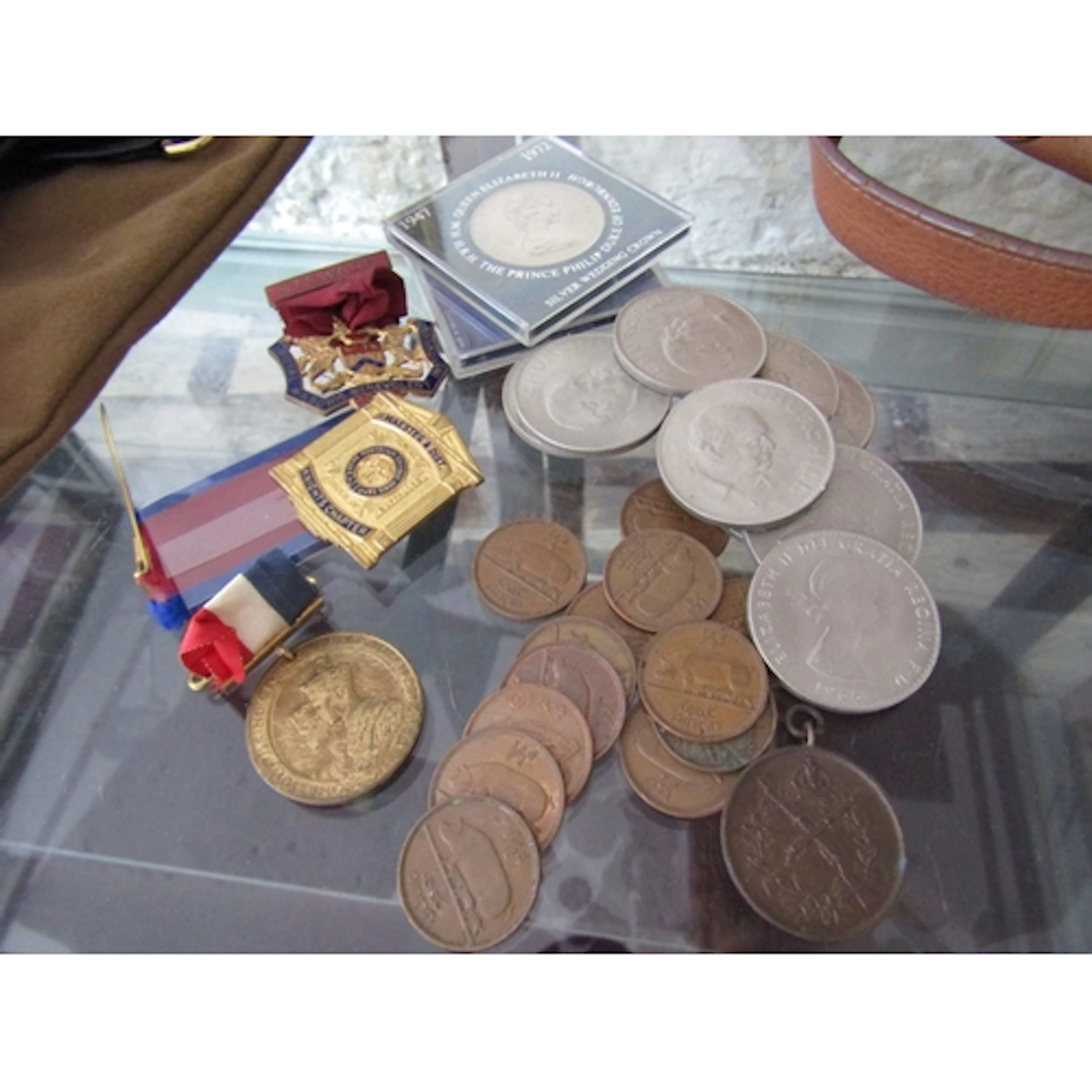Collection of Various Coins and Medals Quantity as Photograp...