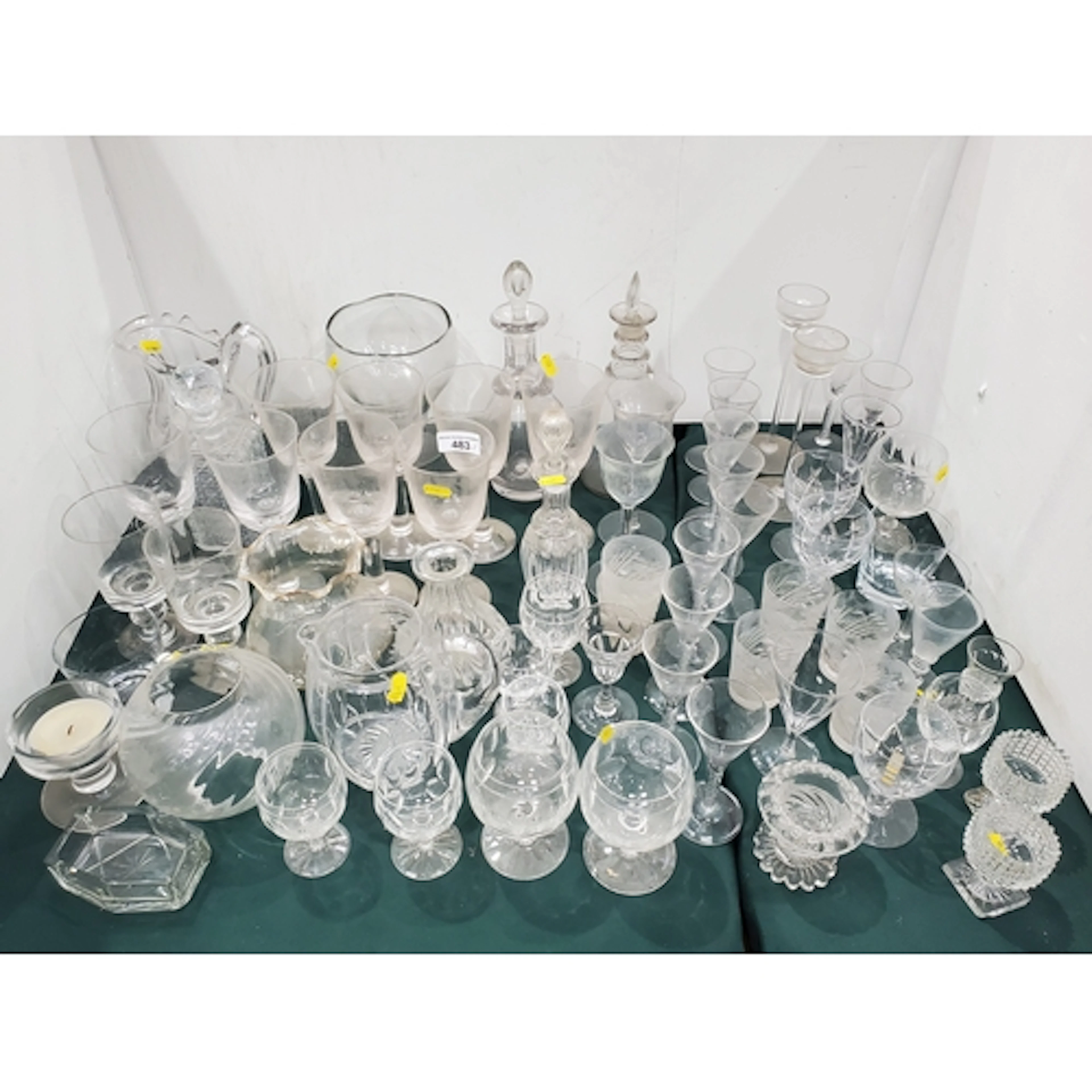A large quantity of glassware including wines, sherries, dec...