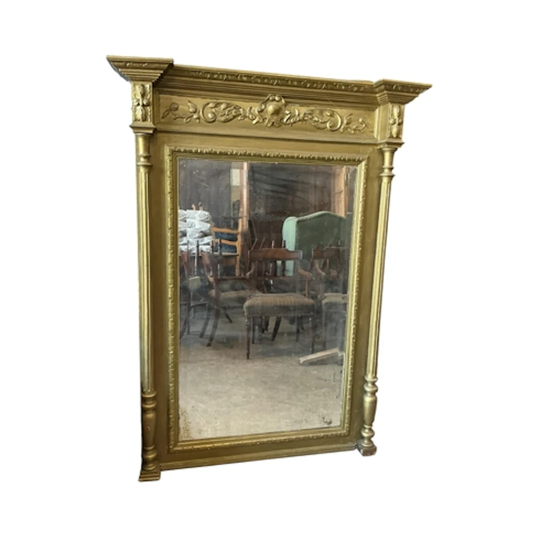 A 19th century French giltwood overmantel mirror (re-painted...