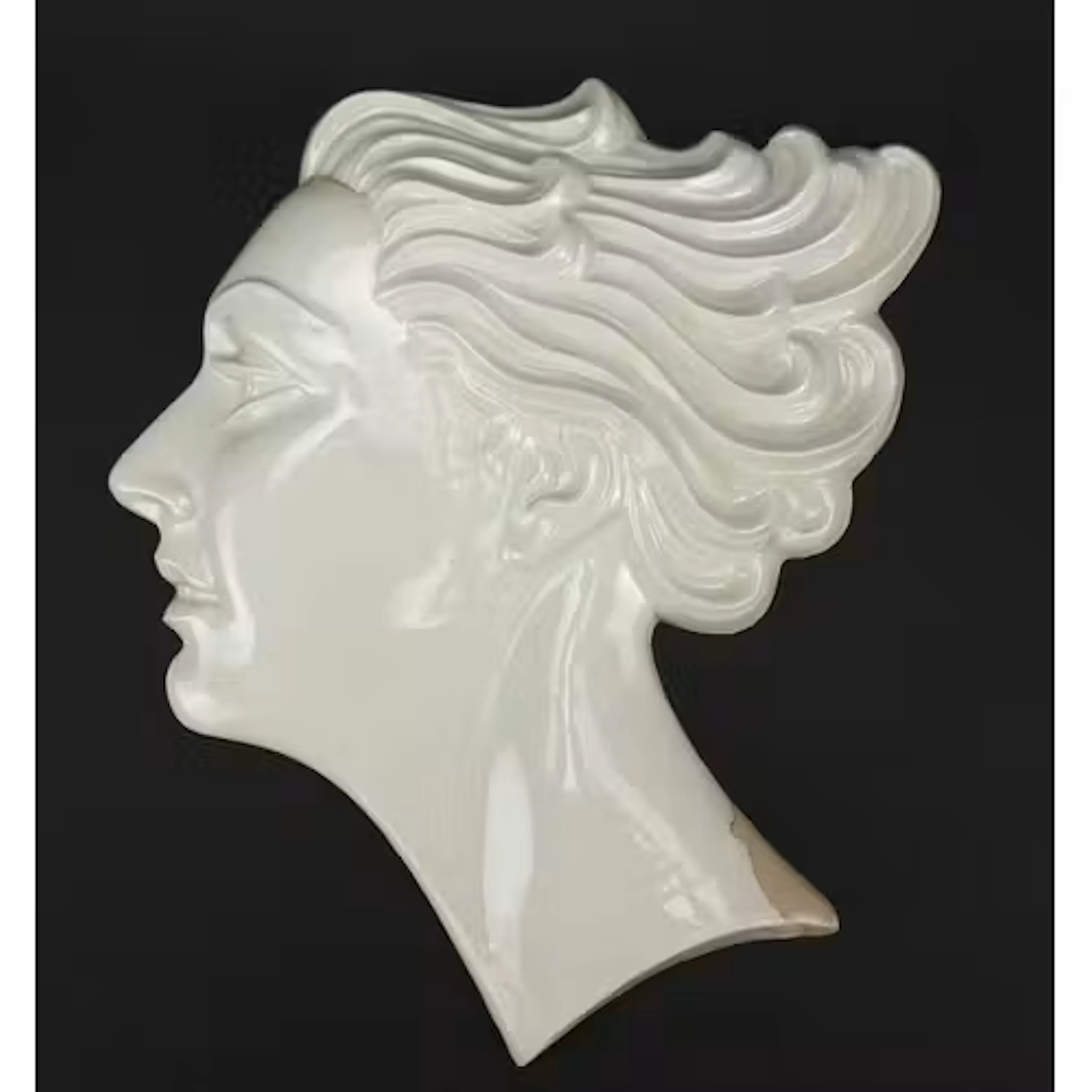 Czechoslovakian Art Deco face plaque of a female by Royal Du...