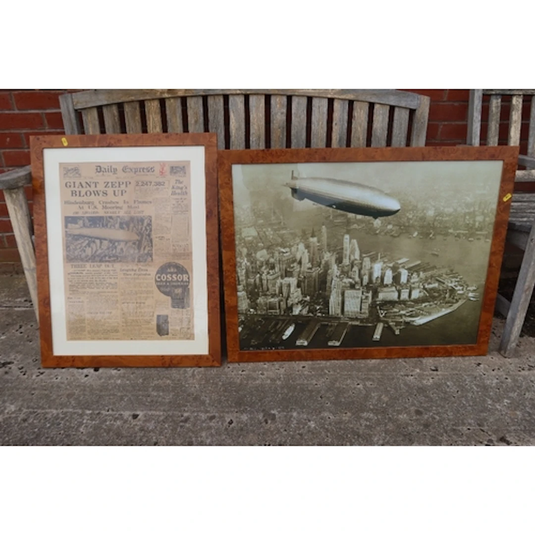 News paper cutting May 7th 1937 and photo of Zeppelins