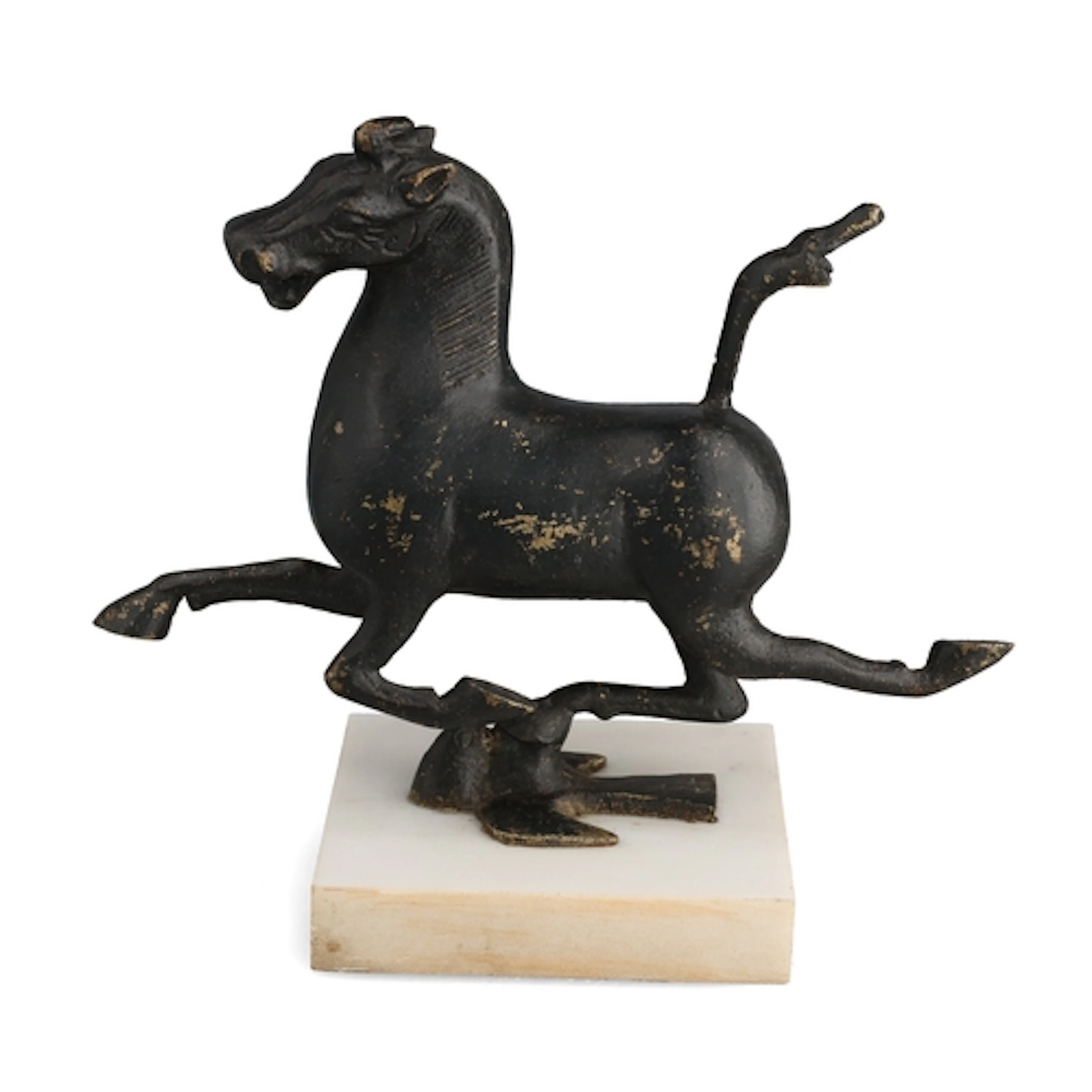AFTER THE ANTIQUE, A CHINESE BRONZE HORSE ON MARBLE BASE Tot...