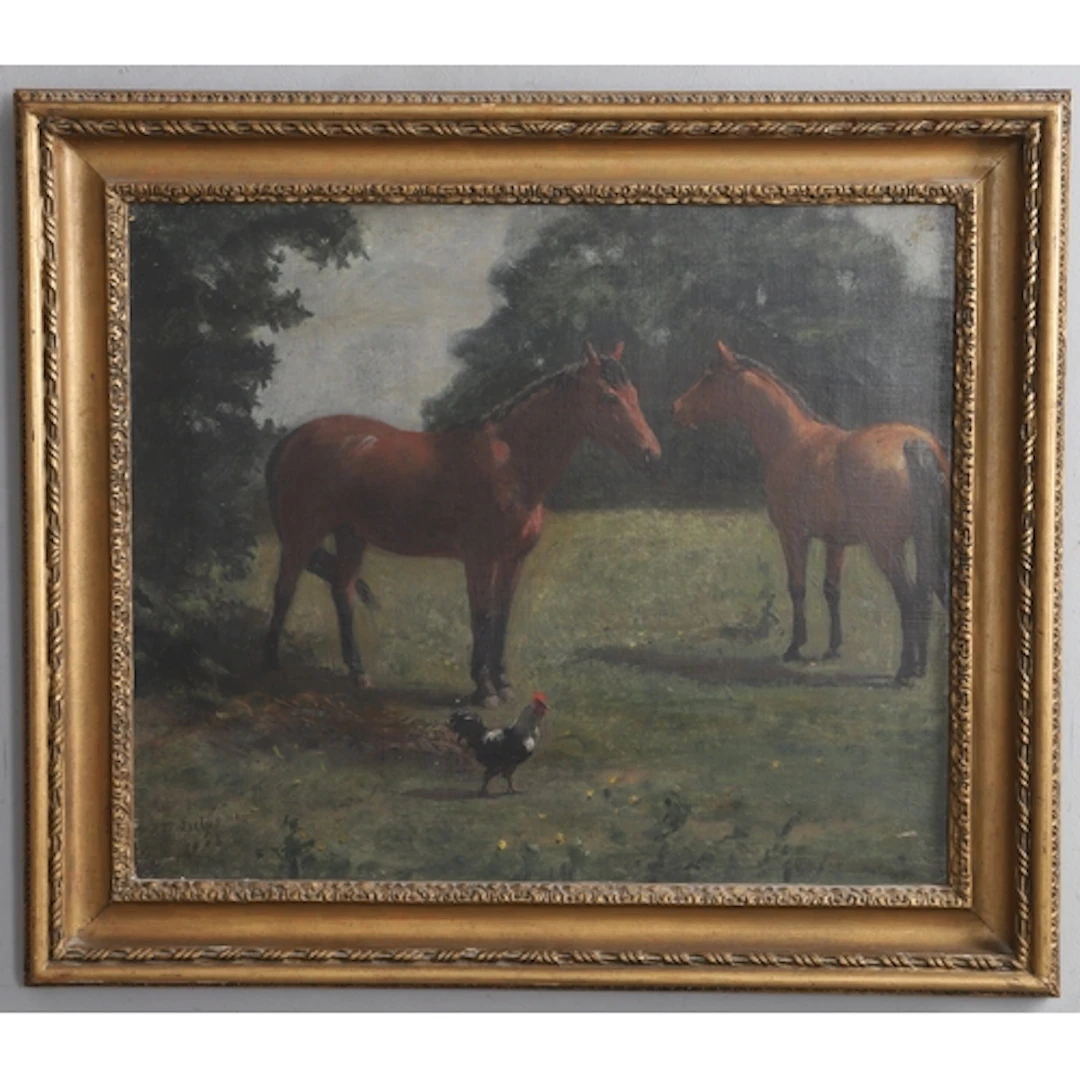 CHARLES AUGUSTUS H. LUTYENS (1829-1915). TWO HORSES STANDING...