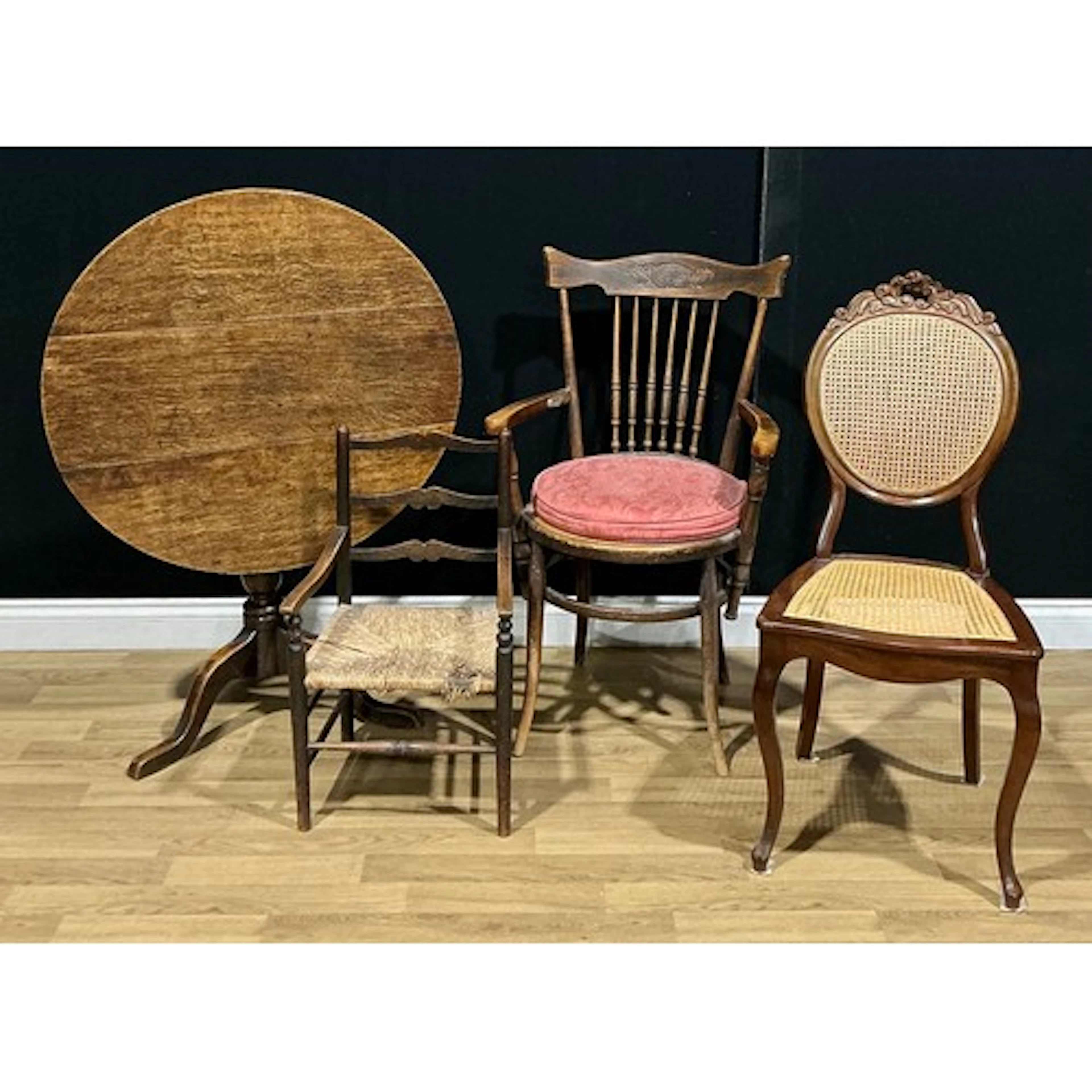 A George III oak tripod occasional table, 68.5cm high, 77cm ...
