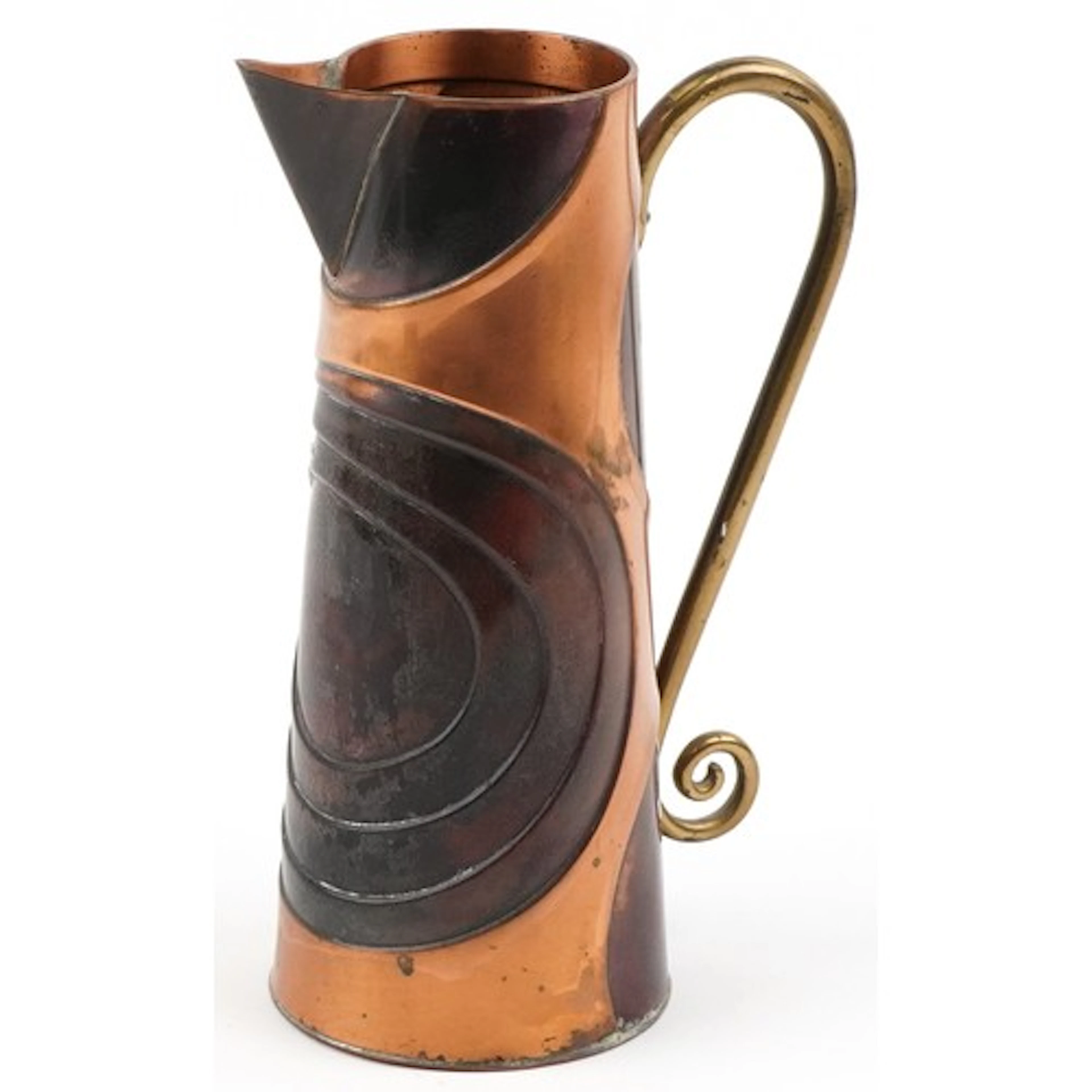 Sam Fanaroff, Arts & Crafts style copper jug, 25cm high.