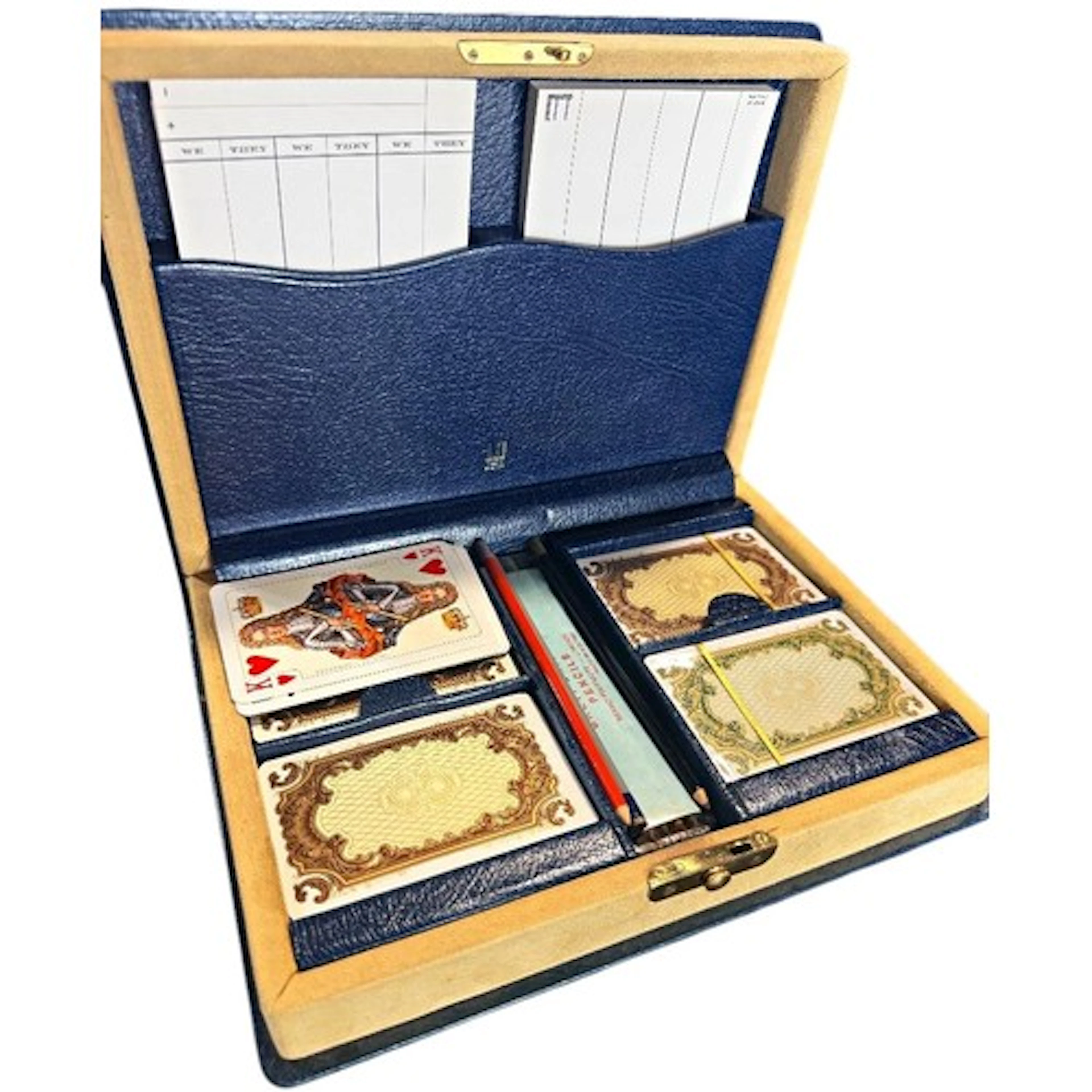 A Dunhill faux book cased bridge set