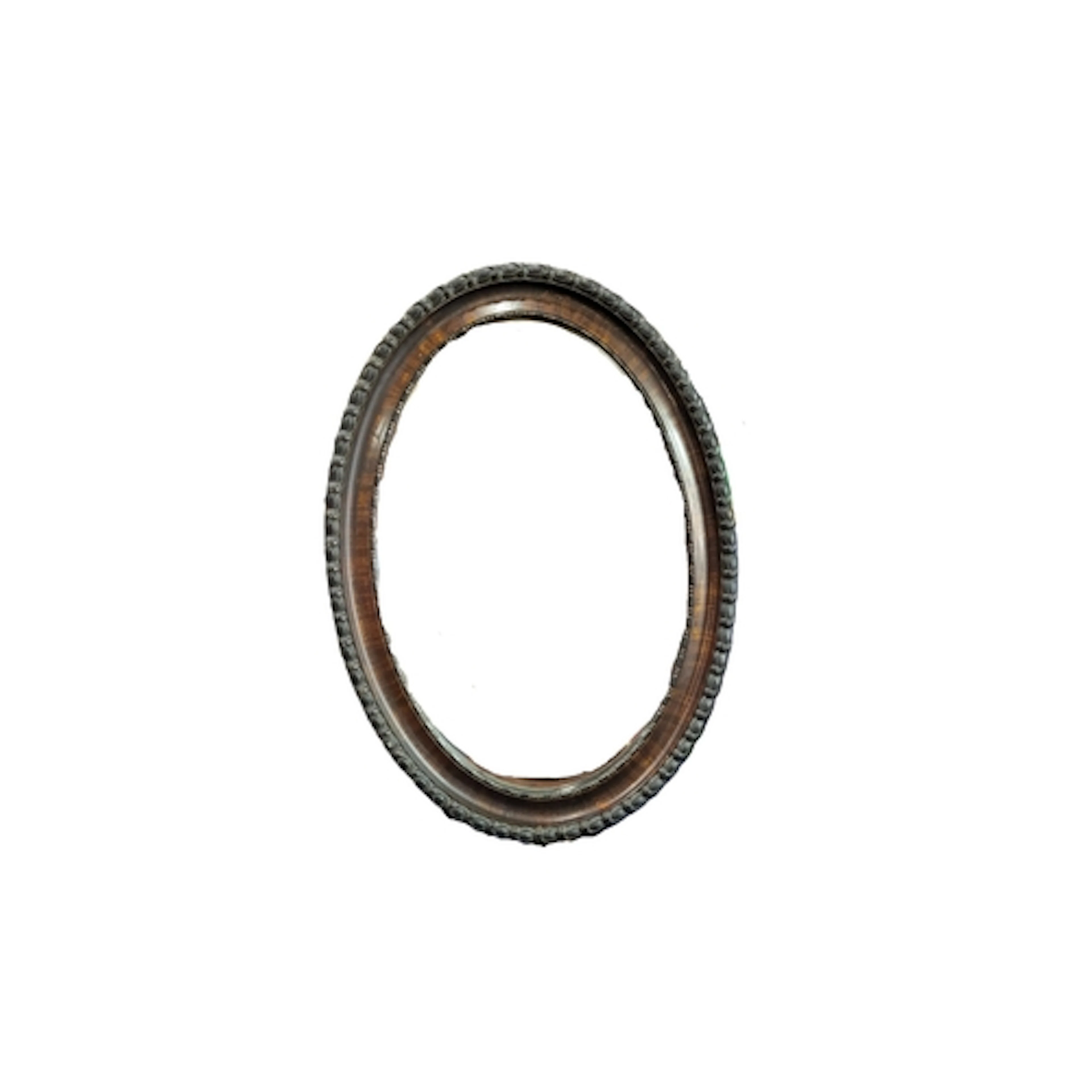 AN EDWARDIAN OVAL BEVEL GLASS WALL HALL MIRROR, with carved,...