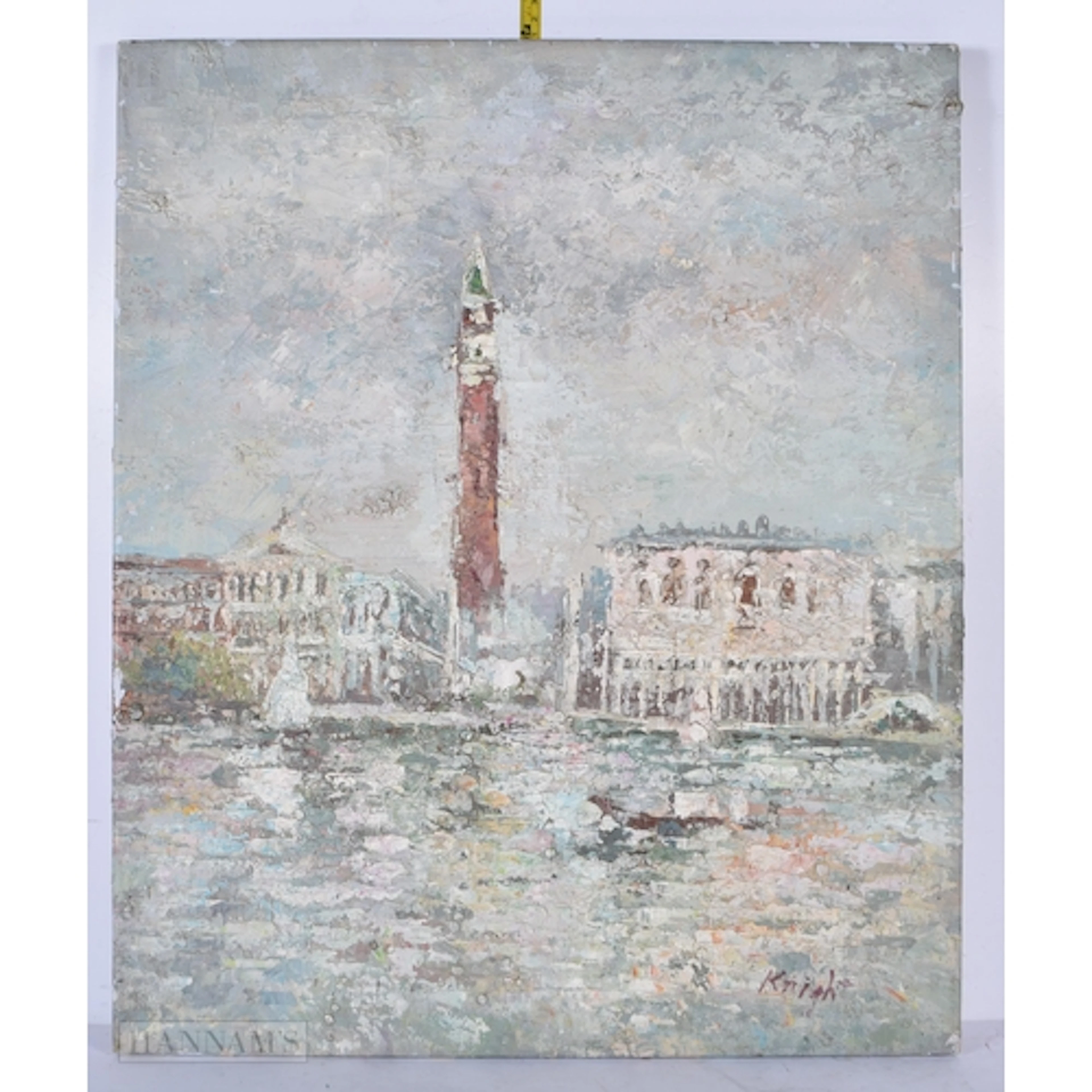 An unframed impressionist oil on canvas depicting Venice 60...
