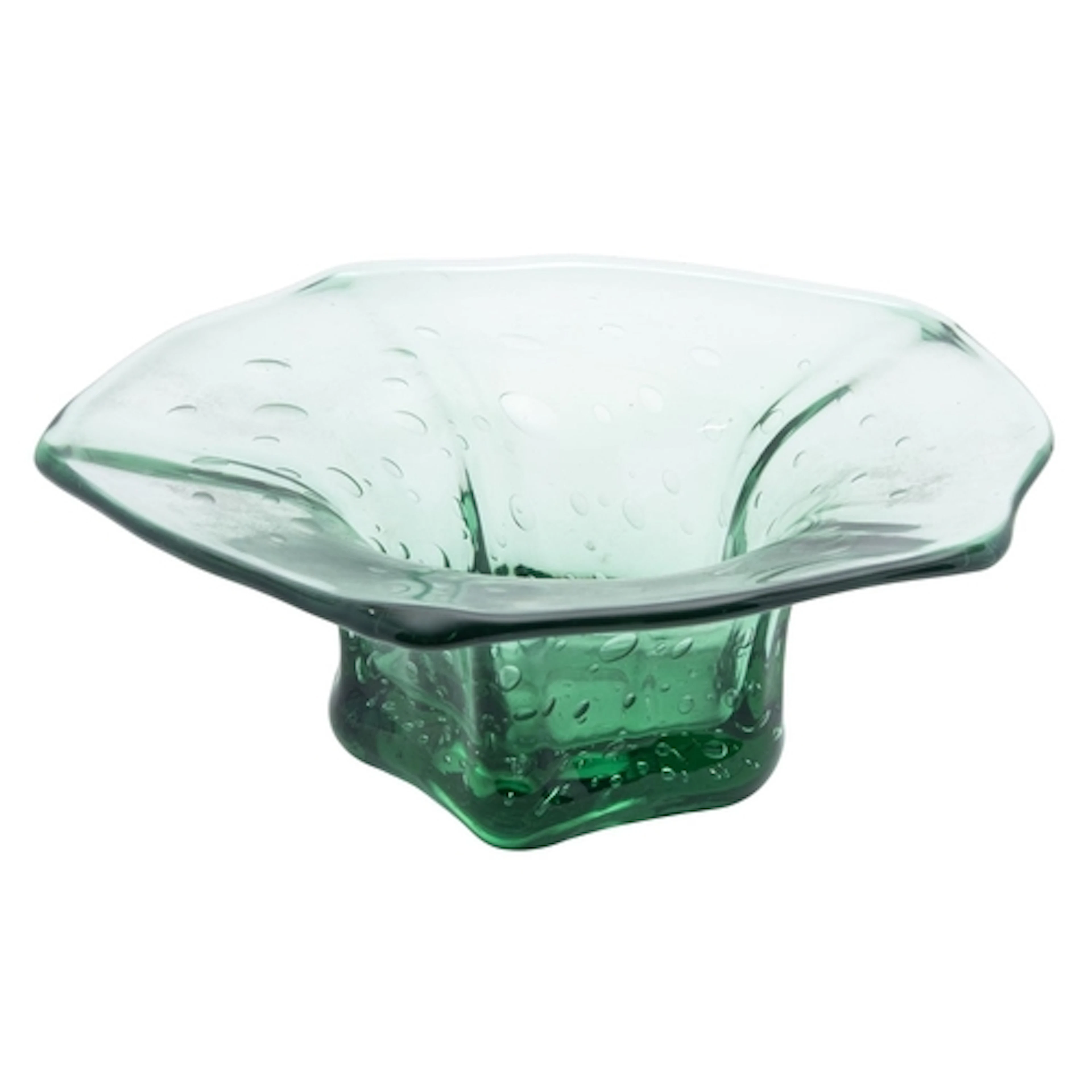 A Whitefriars ribbed glass bowl in sea green after a design ...
