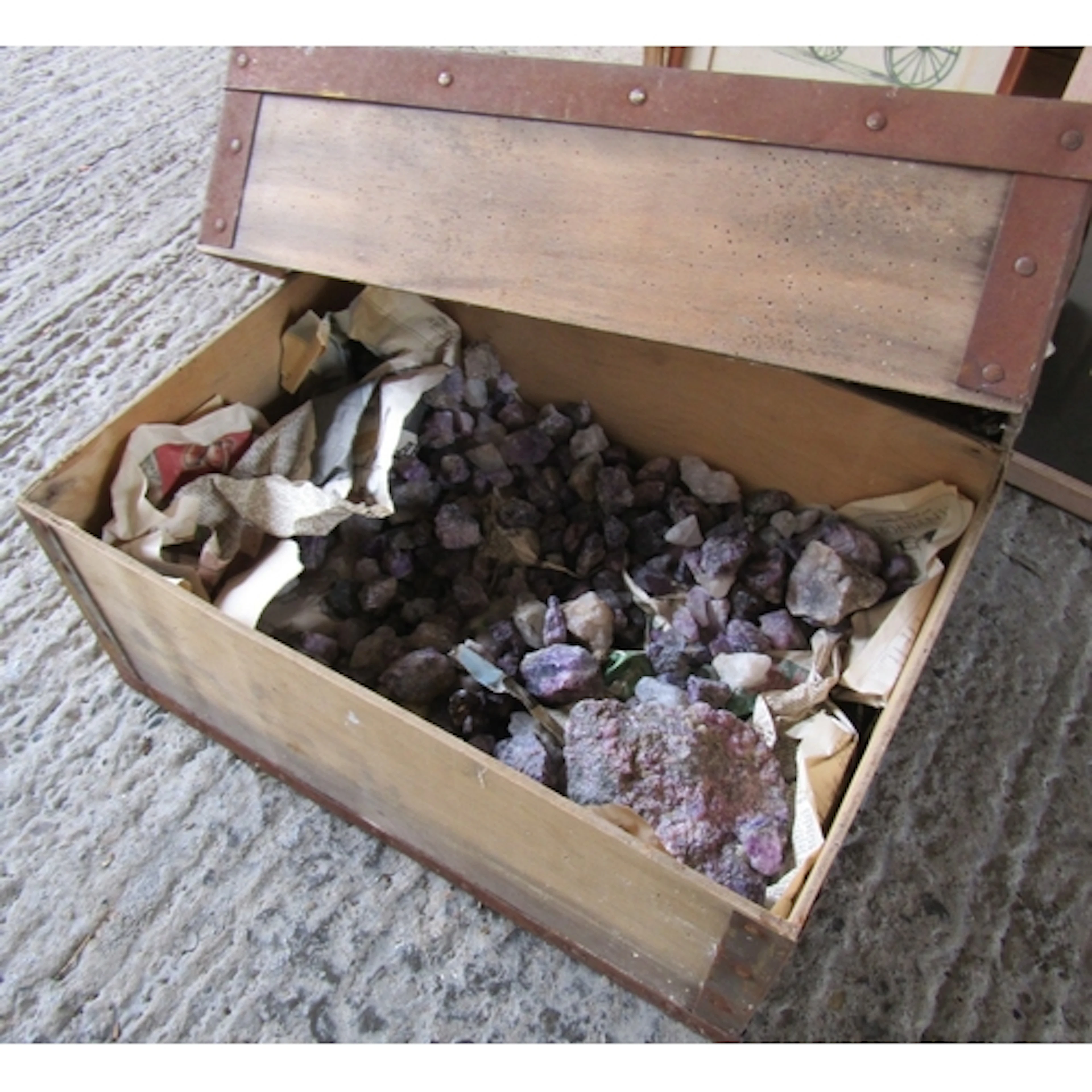 Box of Various Minerals Possibly Fluorspar from the Burren C...