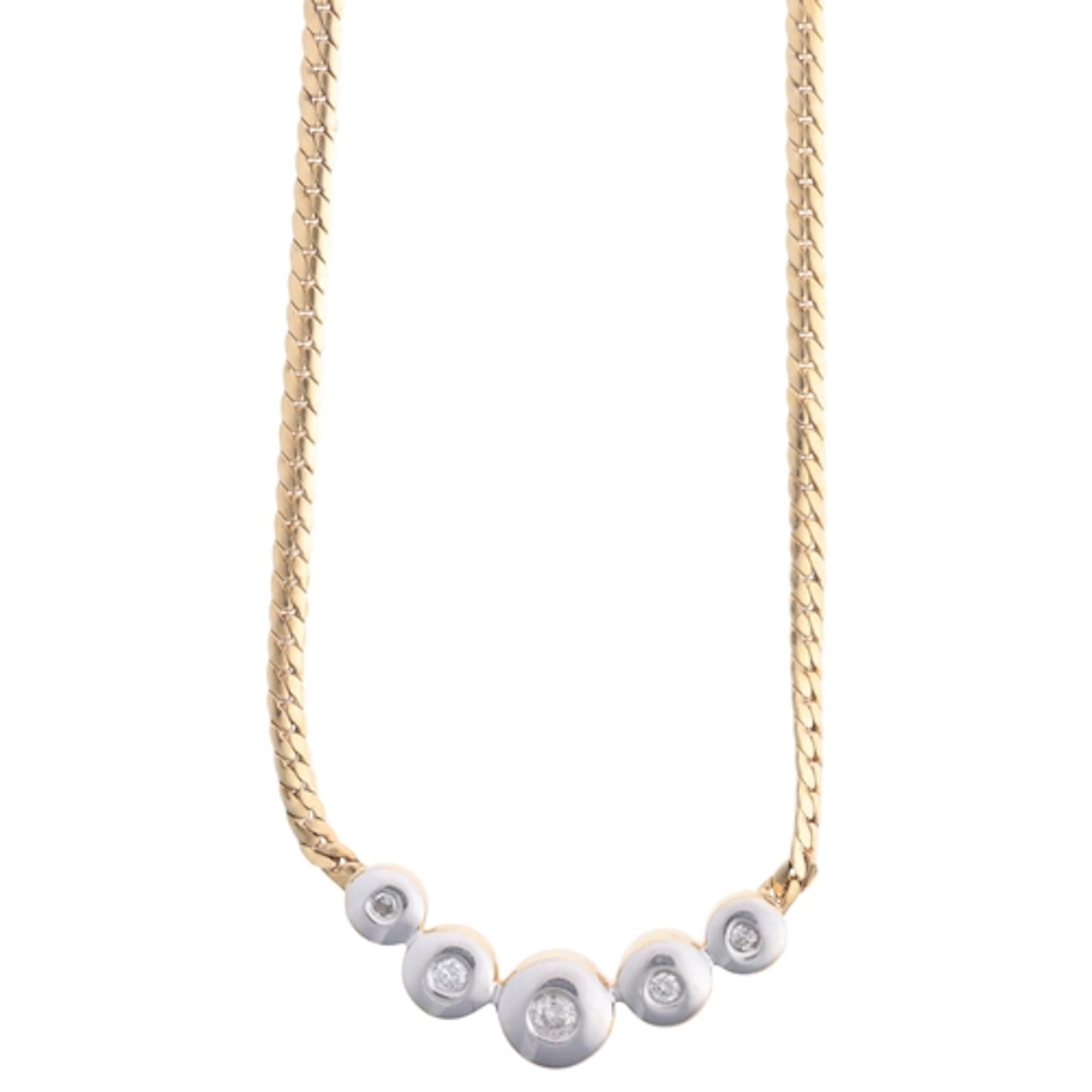 A 9ct two-colour gold diamond collar necklace, rub-over set ...