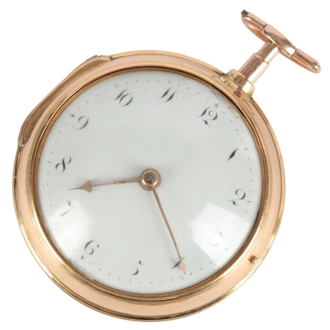 A George III 18ct gold pair cased key wind verge pocket watc...