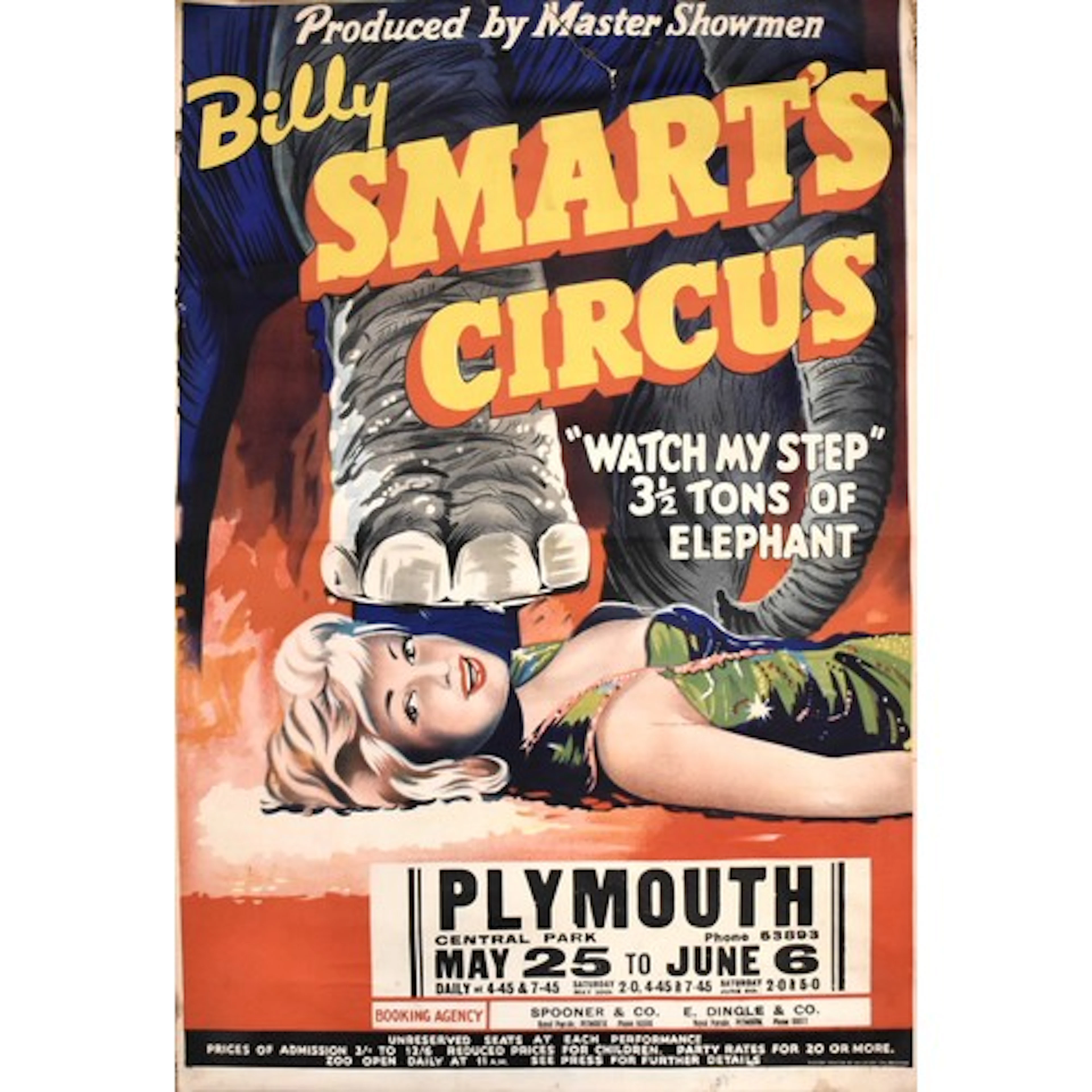 A late-1950's Billy Smart's Circus promotional advertising p...