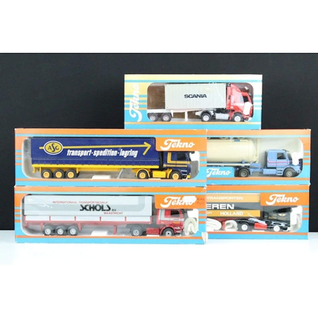 Five boxed Tekno 1/50 diecast haulage models to include Scan...