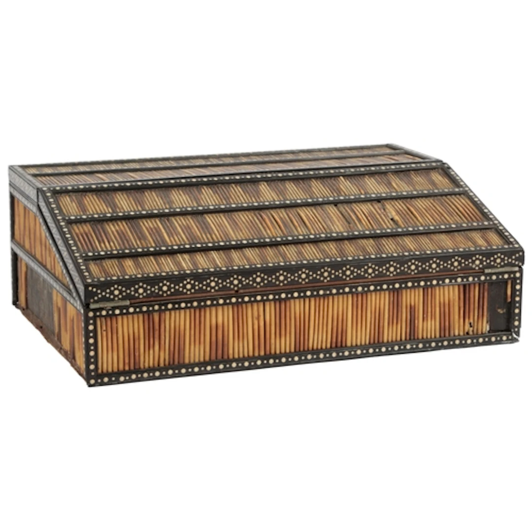 An Anglo-Indian Ceylonese ebony, porcupine quill and ivory w...