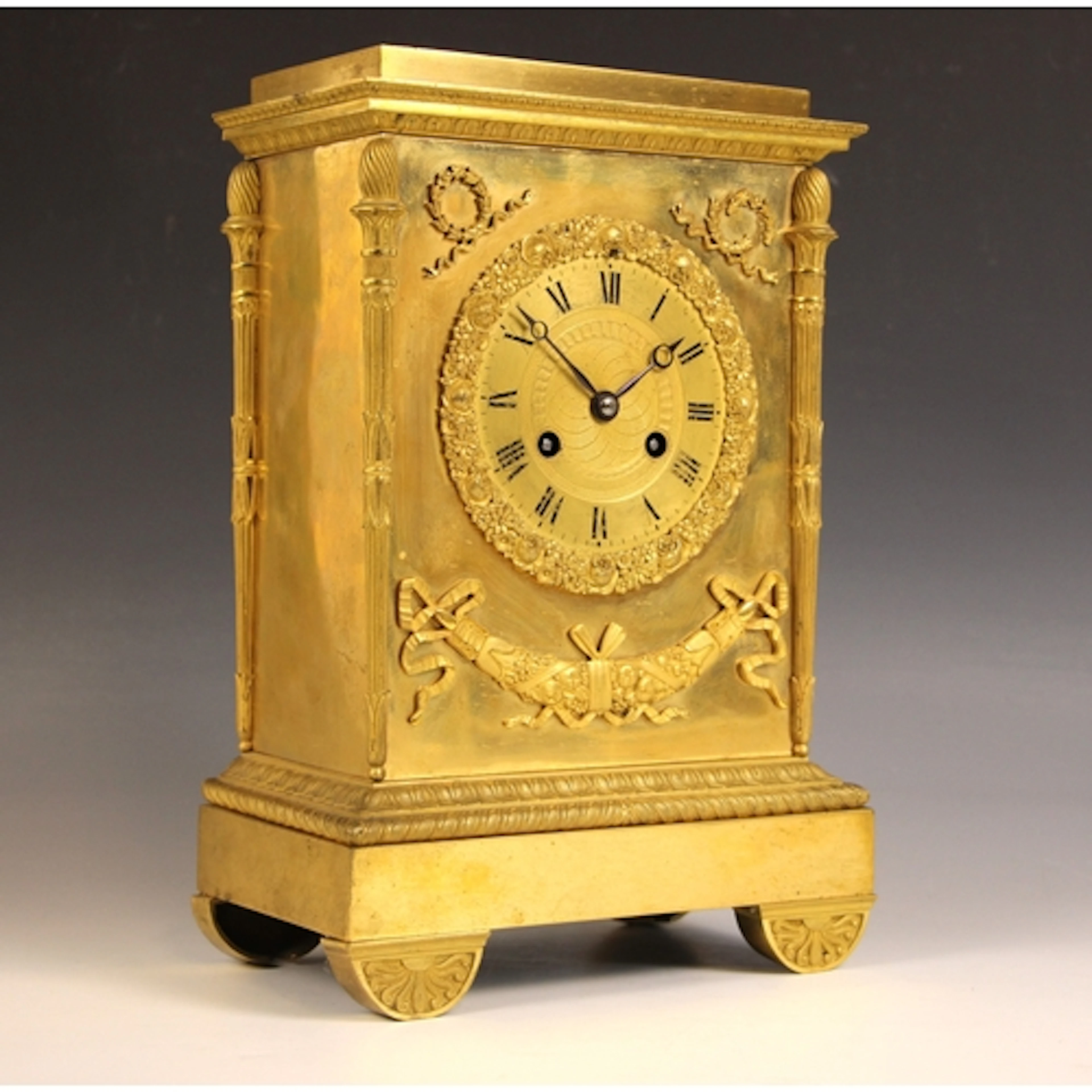A French Empire ormolu bracket clock, 19th century, the arch...
