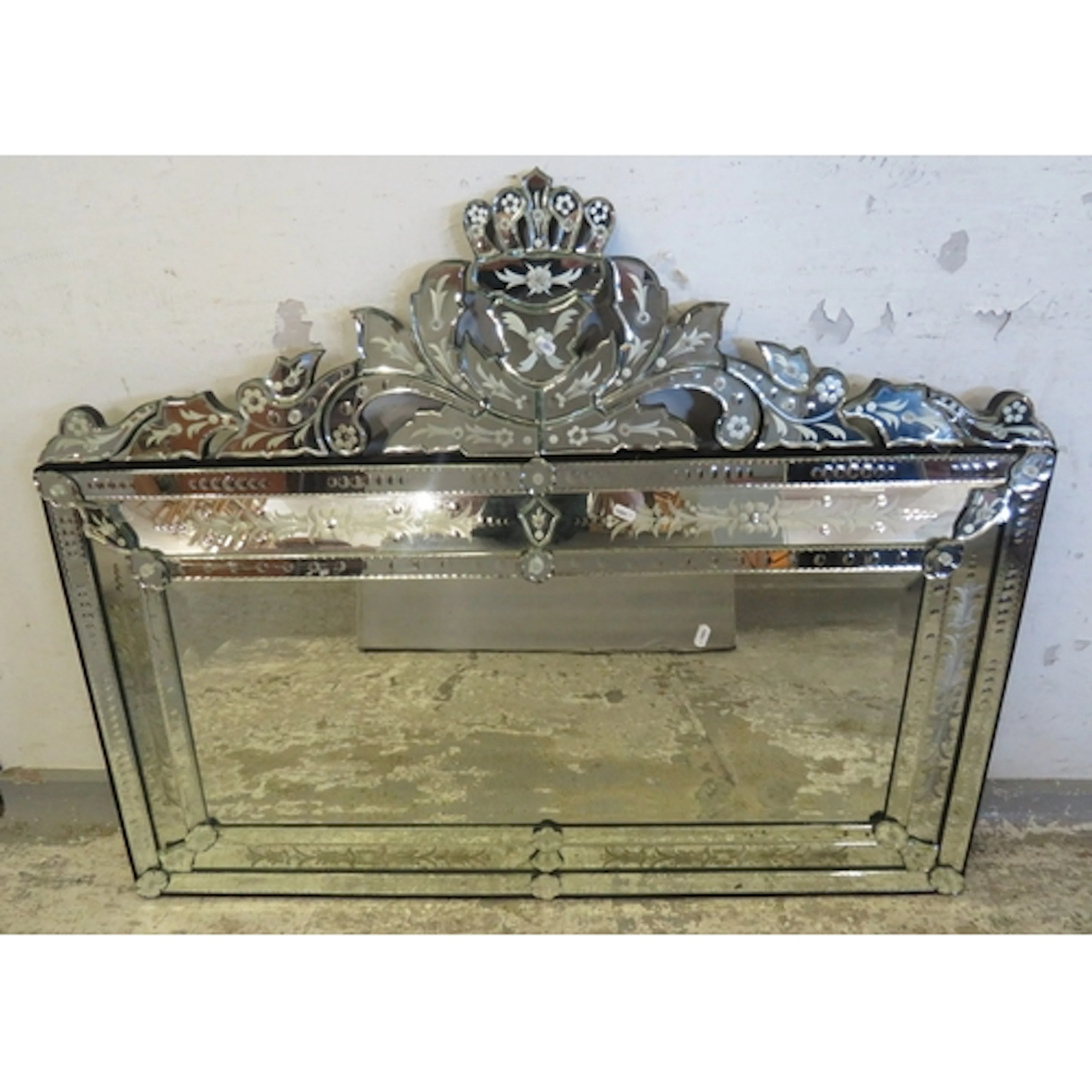 Venetian Style Mirror with etched glass (a/f) 89cm x 112cm (...